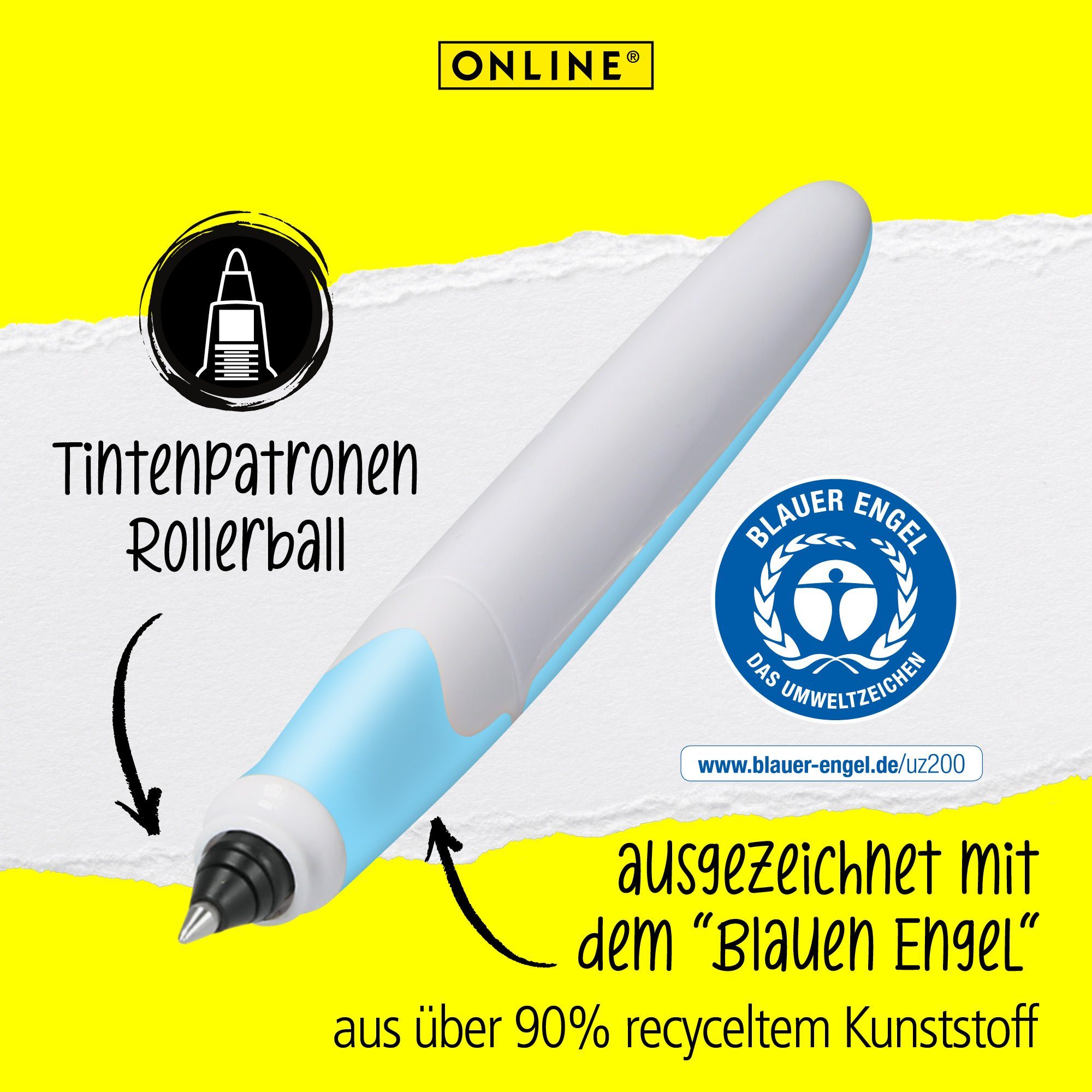 Zertifiziert, Pen ideal Schule die ergonomisch, für Tintenroller Blauer Rollerball Engel Air, Online