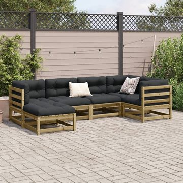 vidaXL Gartenlounge-Set 6-tlg. Garten-Sofagarnitur mit Kissen Kiefernholz Imprägniert