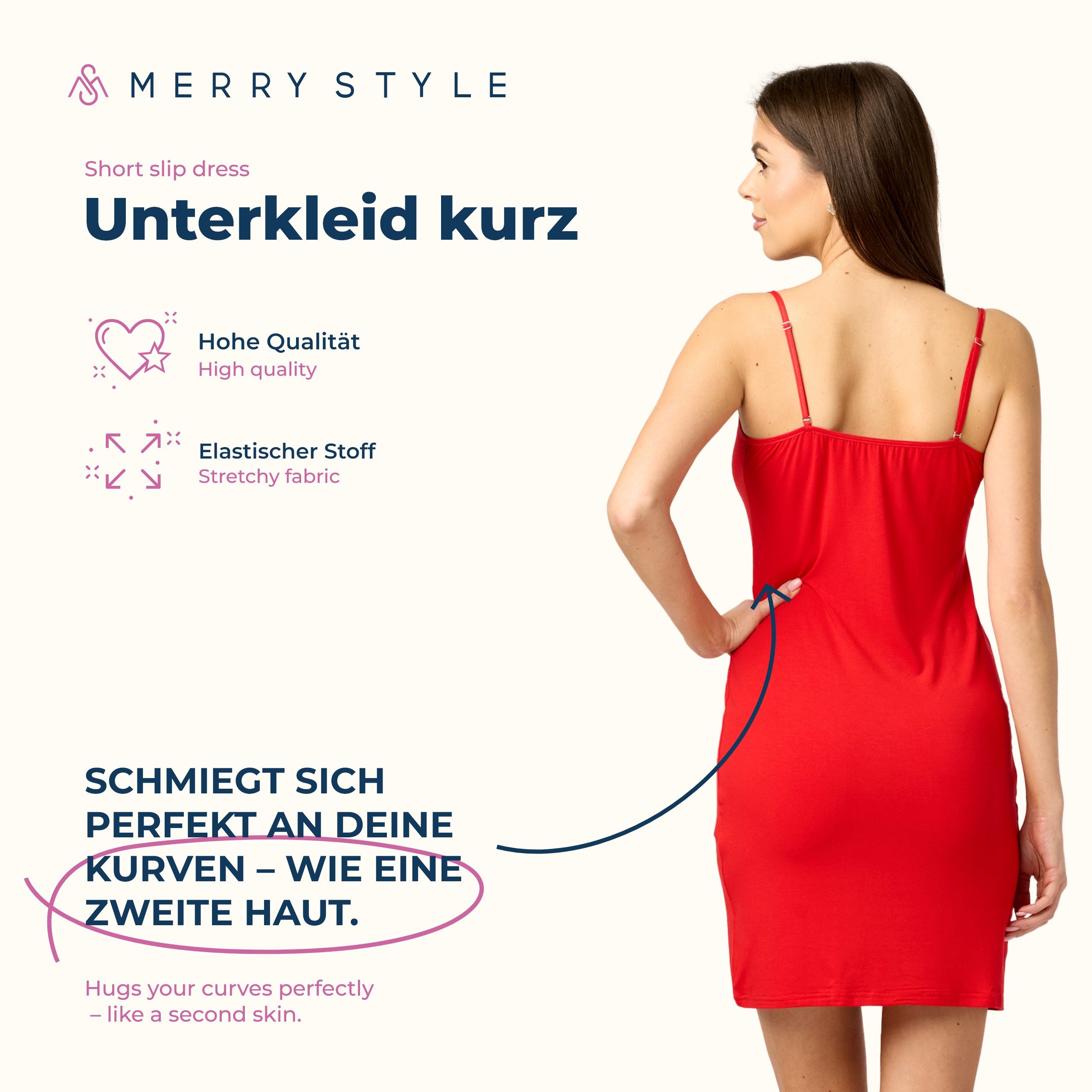Merry Style Unterkleid Damen kurz Viskose MS10-203 (1-tlg) verstellbare Träger