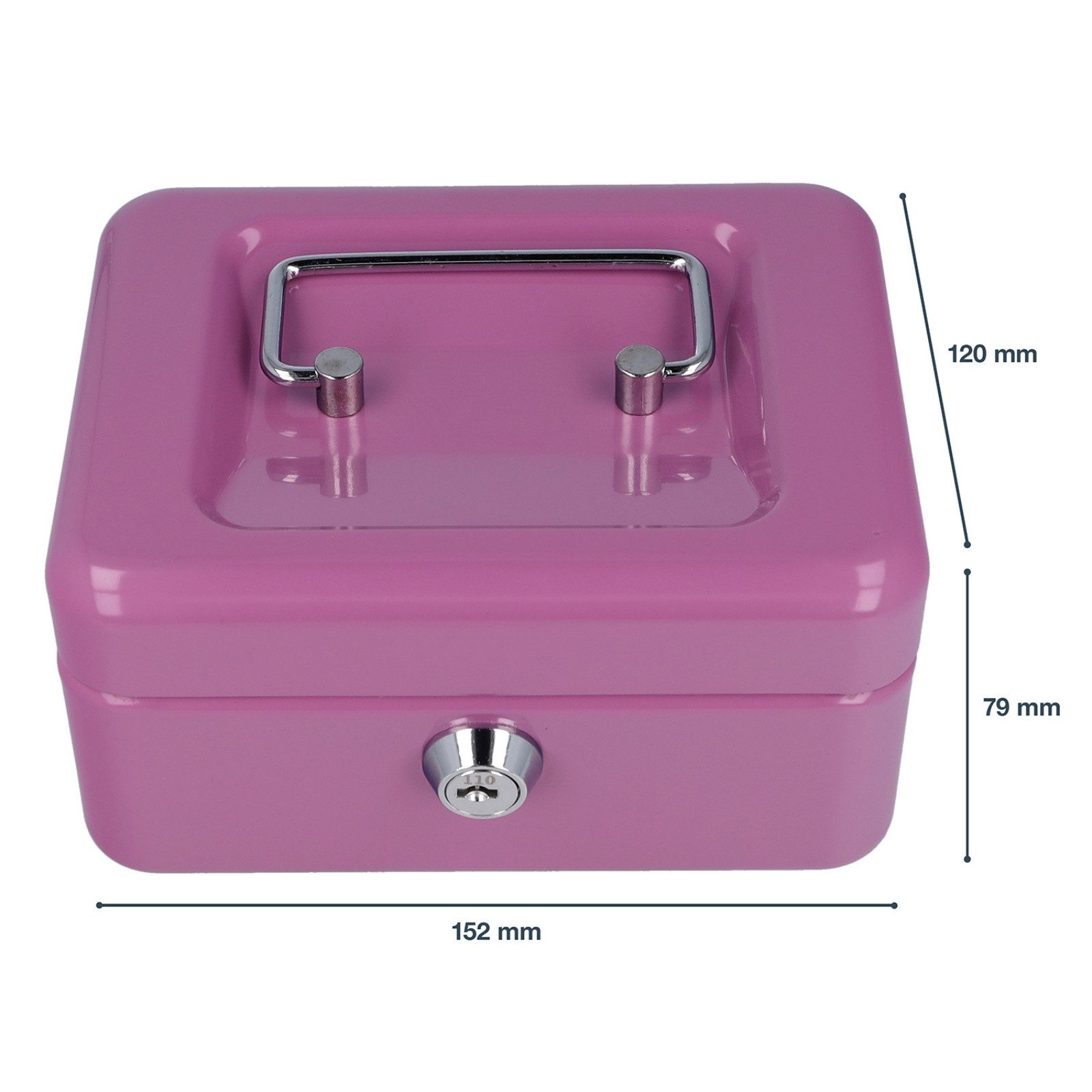 WESTCOTT Geldkassette abschließbar kompakt 15cm Lilac, Münzeinlage, 2 Schlüssel, Einlage für Münzen mit 6 Fächern – Bild 5 von 5