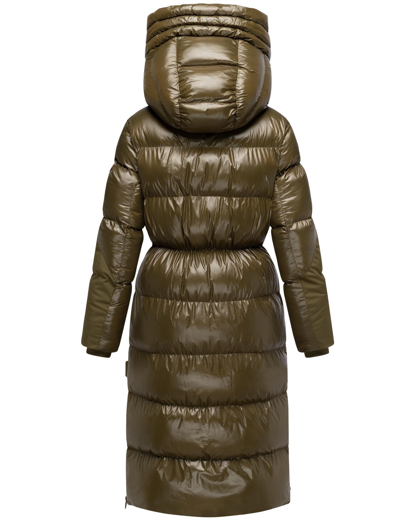 Navahoo Steppmantel Knusperherz 14 Langer gesteppter Damen Wintermantel mit Materialmix