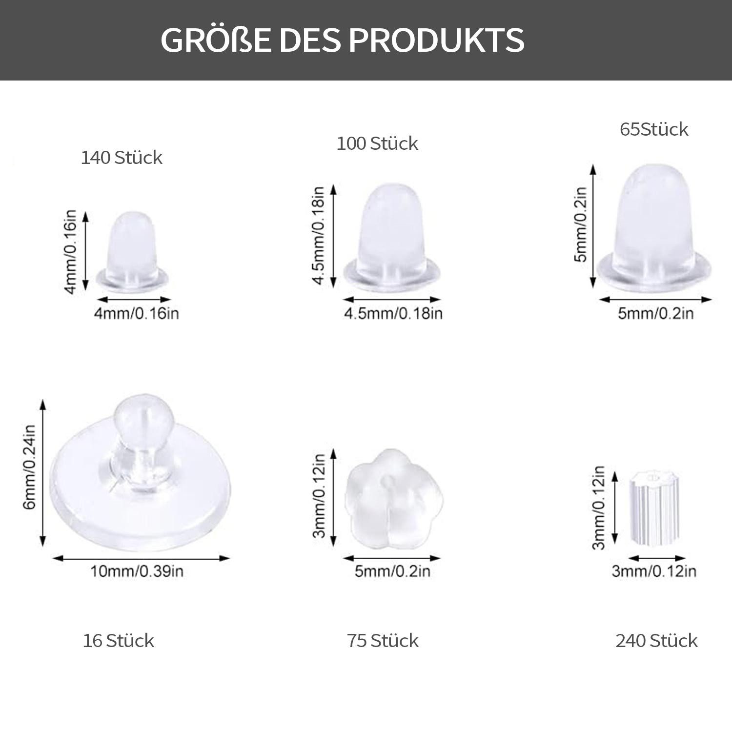 Refttenw Ohrstecker-Verschluss Ohrstecker-Set aus Silikon, antiallergen günstig online kaufen
