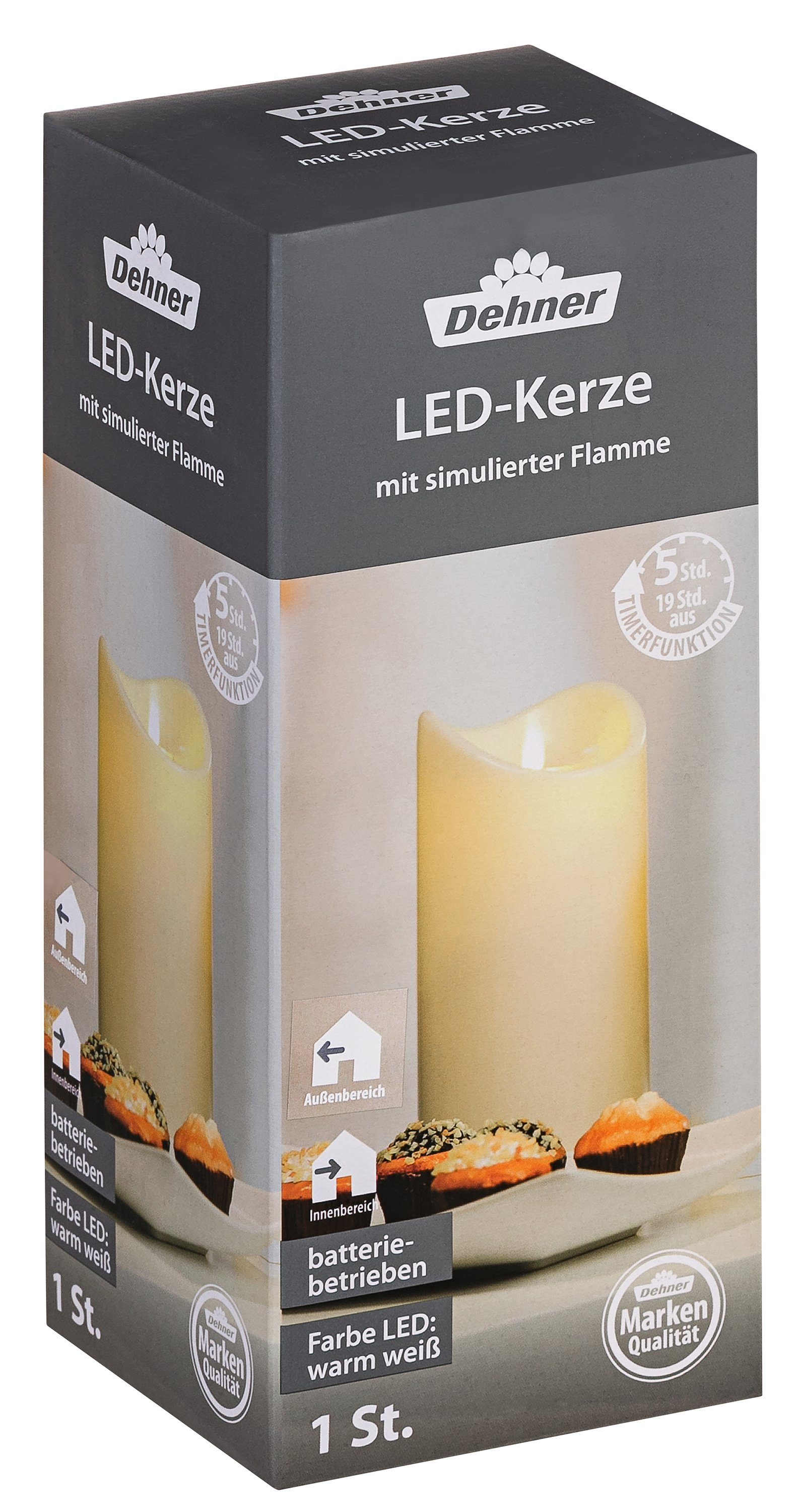 Dehner LED-Kerze Outdoor-Kerze mit LED, Ø 8.9 cm Höhe 22.8/30.5 cm, warmwei günstig online kaufen