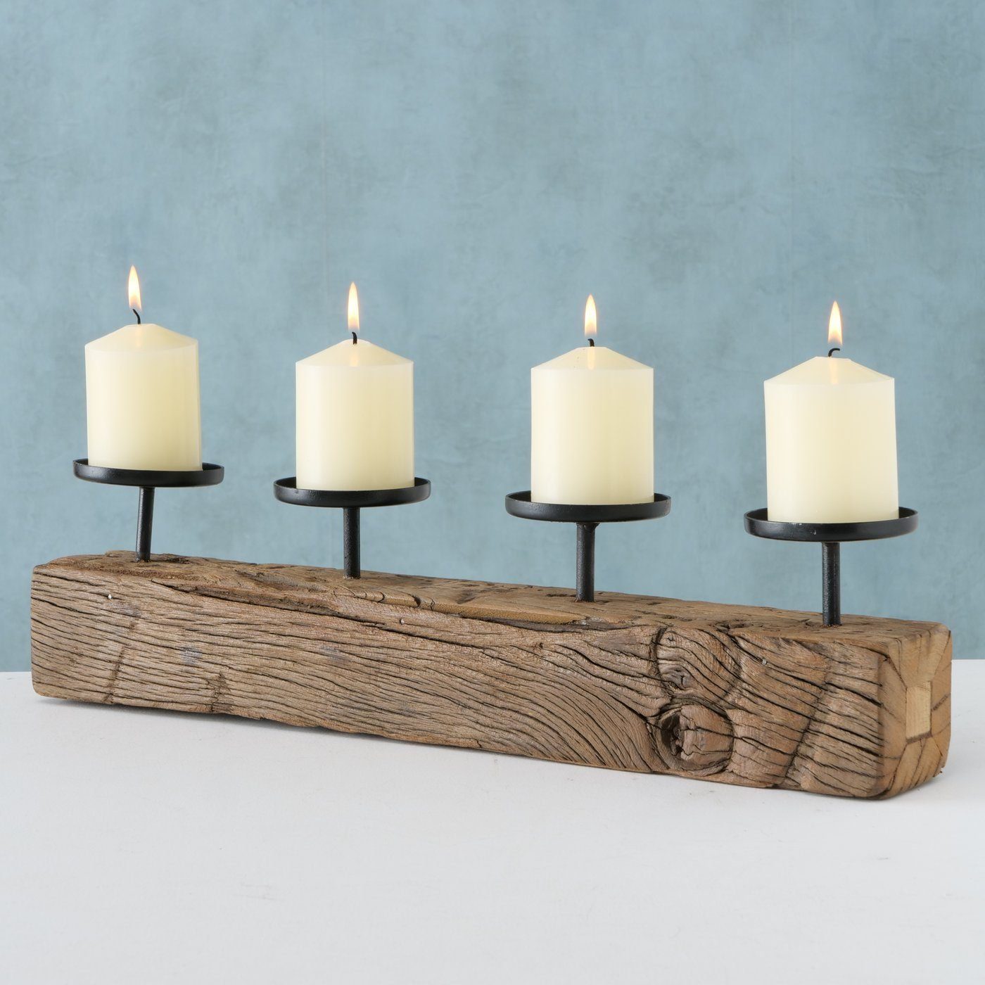 Holz, Metall, BOLTZE Handarbeit Kerzenleuchter,