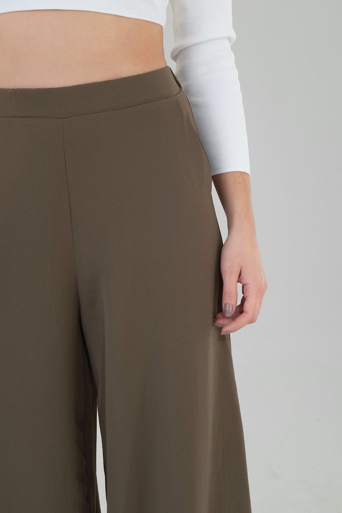 fashionshowcase Palazzohose Damen High Waist Sommerhose Weites Bein Elegant fließender Stoff