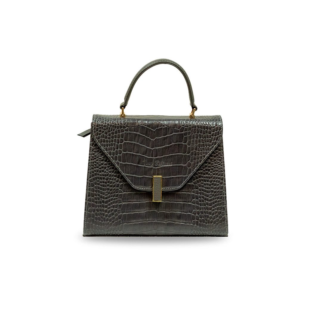 LaMarta Handtasche Damen Handtasche, Schultertasche Grau Leder Optik