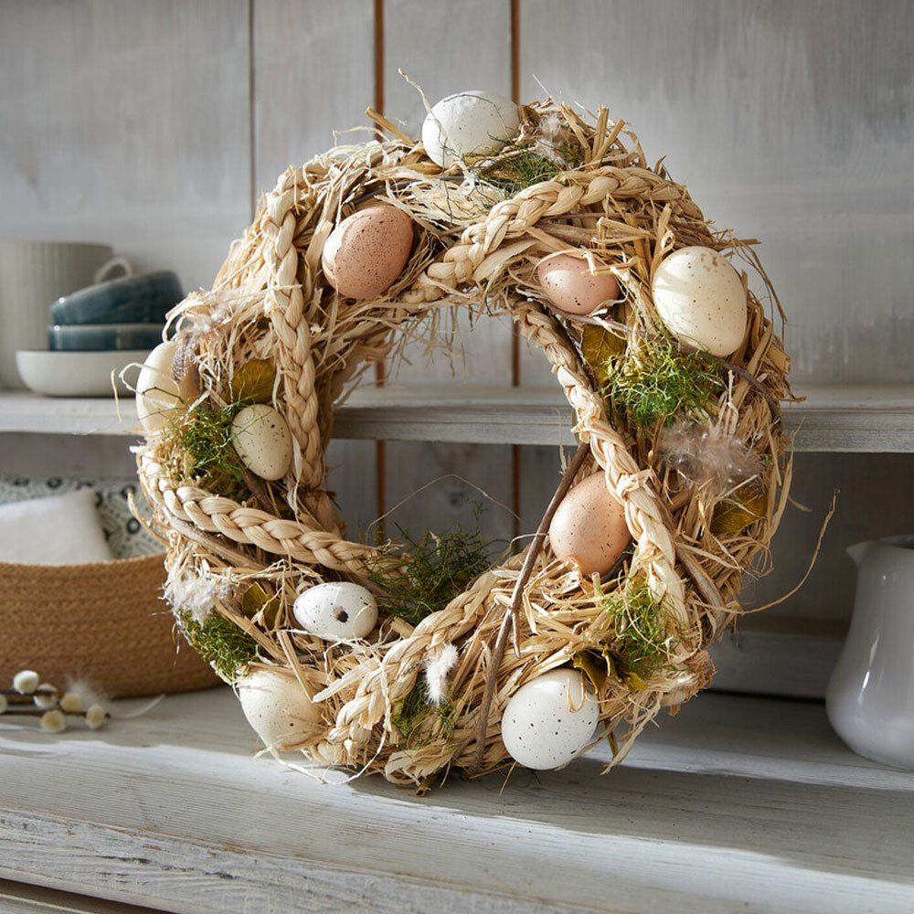 Home-trends24.de Osterkranz Kranz Osterkranz Eier Garten Wand Deko Gesteck Osterndeko Türkranz