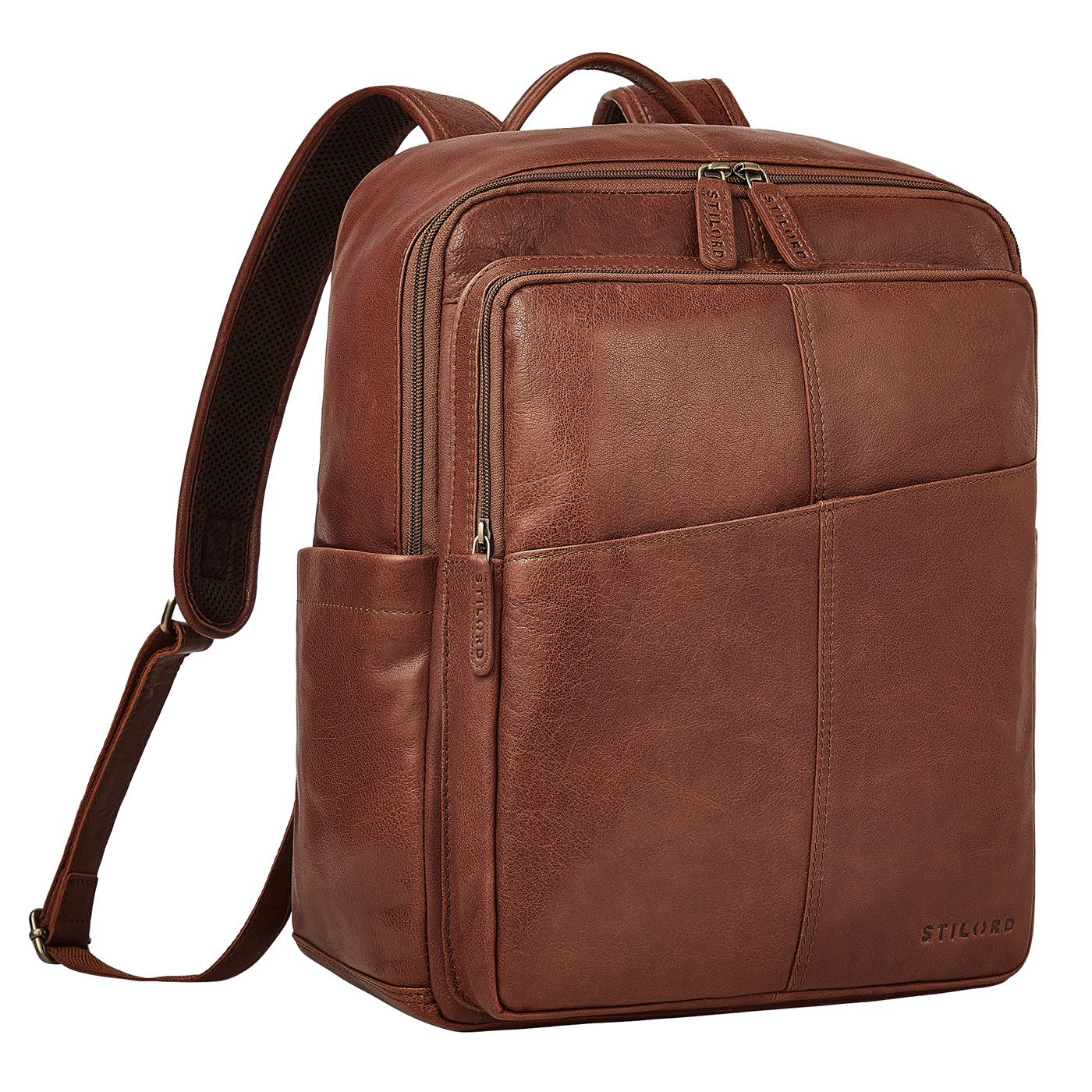 Notebook-Rucksack "Maurizio" Großer Leder Rucksack Herren Laptoprucksack 15,6 Zoll