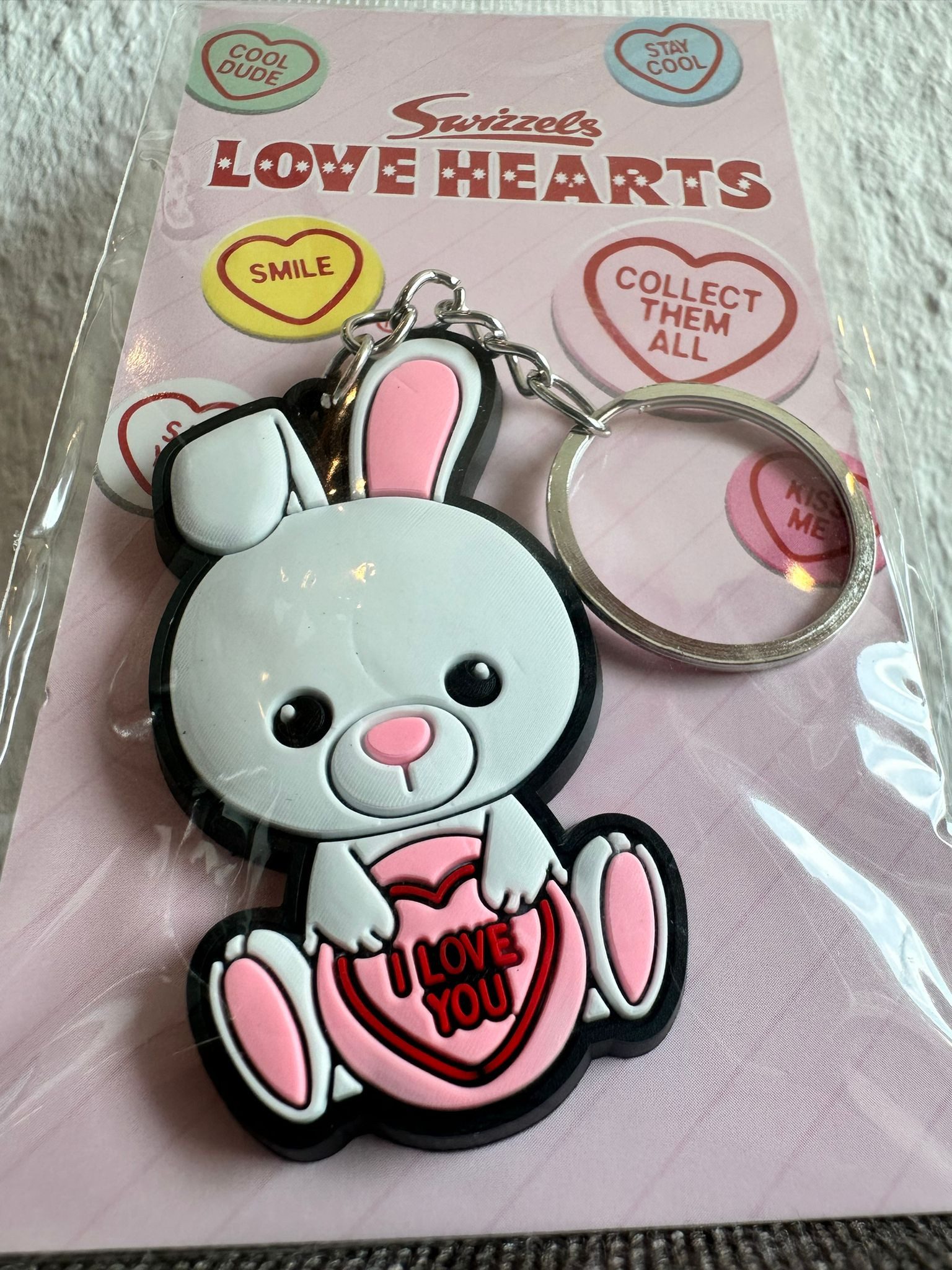 Whitehouse Leisure International Ltd Schlüsselanhänger Schlüsselanhänger Kinder Mini Anhänger keychain Love Hearts Hase, Schlüsselanhänger von Herzen ein Geschenk für Mädchen und Jungen 6 cm