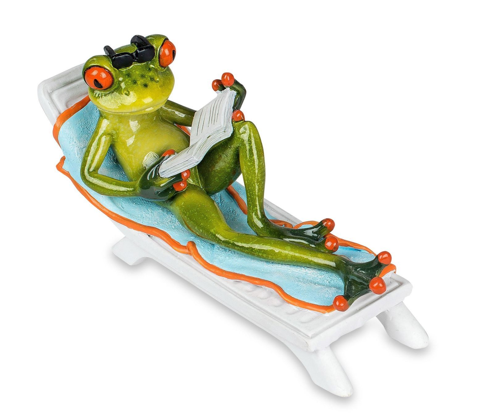 formano Sammelfigur 2er Set Formano lustige Frösche Frosch auf Liege im Urlaub Poly 16 cm