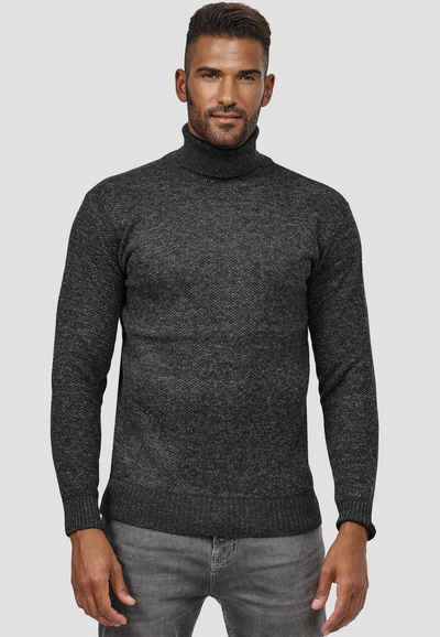 Max Men Strickpullover Rollkragen Sweater Basic Longsleeve Design Strick Pullover (1-tlg) 3787 in Dunkelgrau