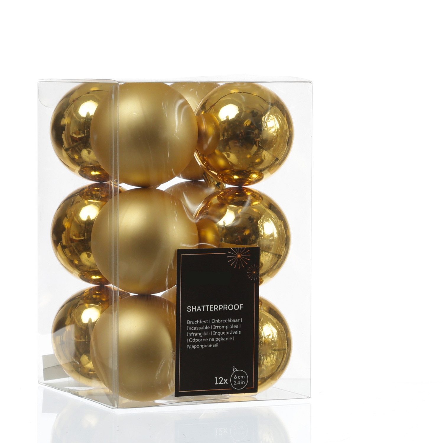 Weihnachtsbaumkugel Weihnachtskugeln bruchfest 6cm Christbaumkugeln gold 12St