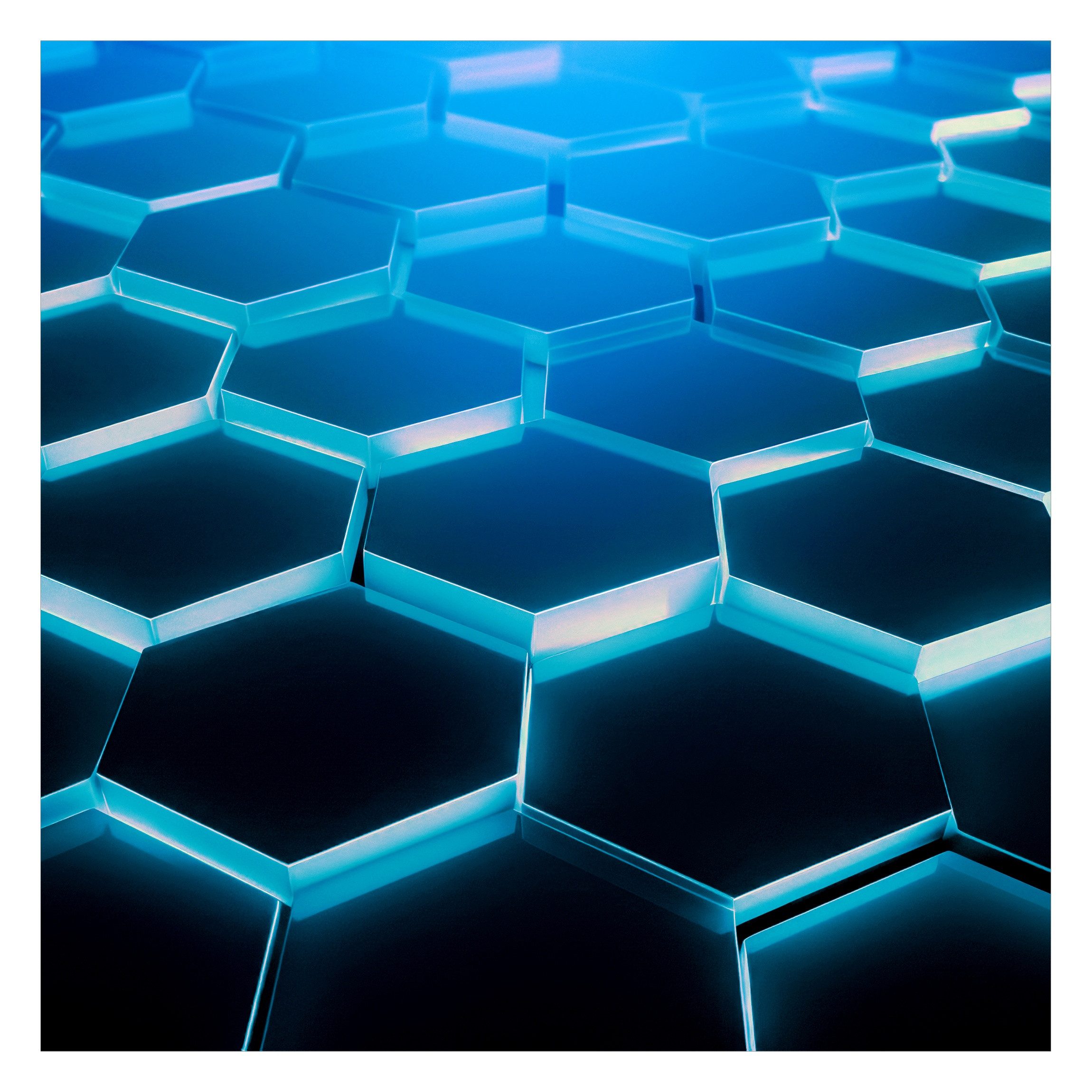 Bilderdepot24 3D-Tapete Hexagone Neonlicht Türkis 3D-Effekt, Glatt, Matt, (Vliestapete inkl. Kleister oder selbstklebend), Jugendzimmer Gaming Zimmer Tapete Wohnzimmer Vliestapete Wandtapete