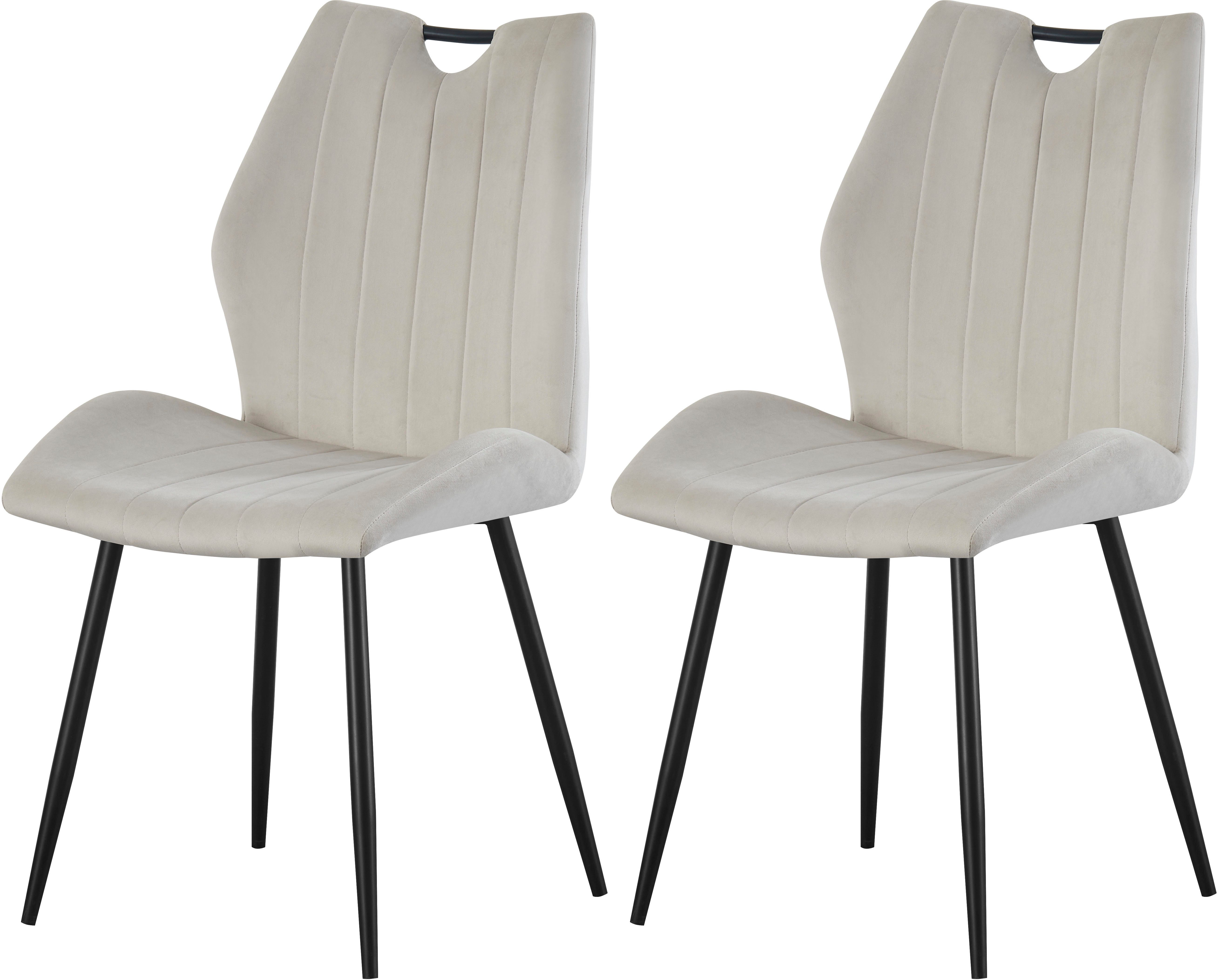 Home affaire Esszimmerstuhl KILLAM, 2er Set, mit Metallgestell in matt schwarz (Set, 2 St), in verschiedenen Farben, Belsatbarkeit pro Stuhl 120 kg, mit Griffloch