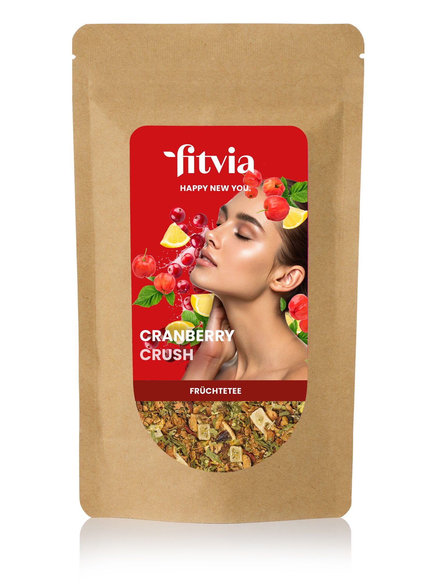 fitvia Tee Früchtetee Cranberry-Acerola, 100g, lose, (Früchtetee Cranberry-Acerola 100 g – loser Premium-Tee, 100g), mit erfrischender Cranberry & vitaminreicher Acerola