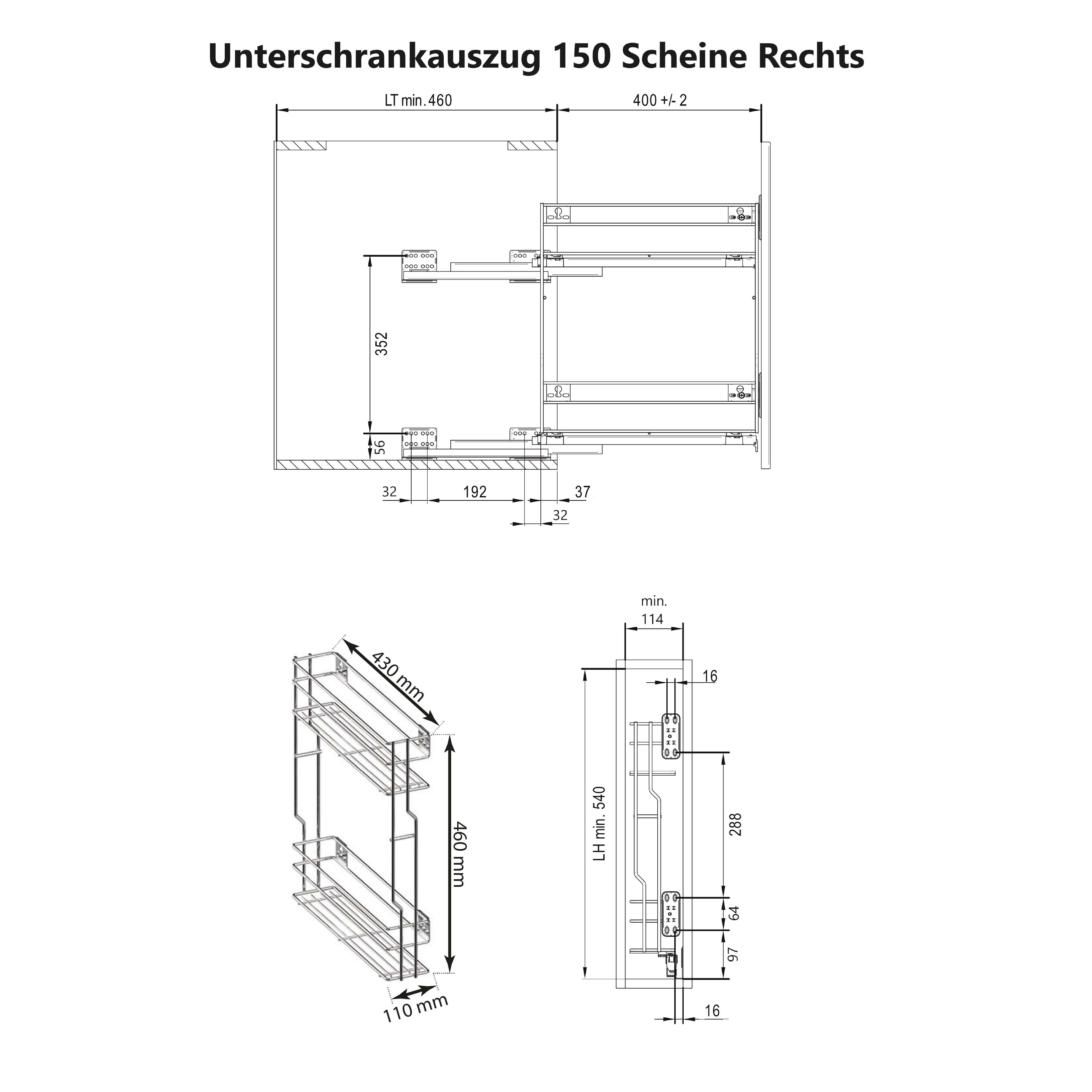 Prima-Online Auszugsunterschrank Unterschrankauszug Küchenauszug Schrankaus günstig online kaufen