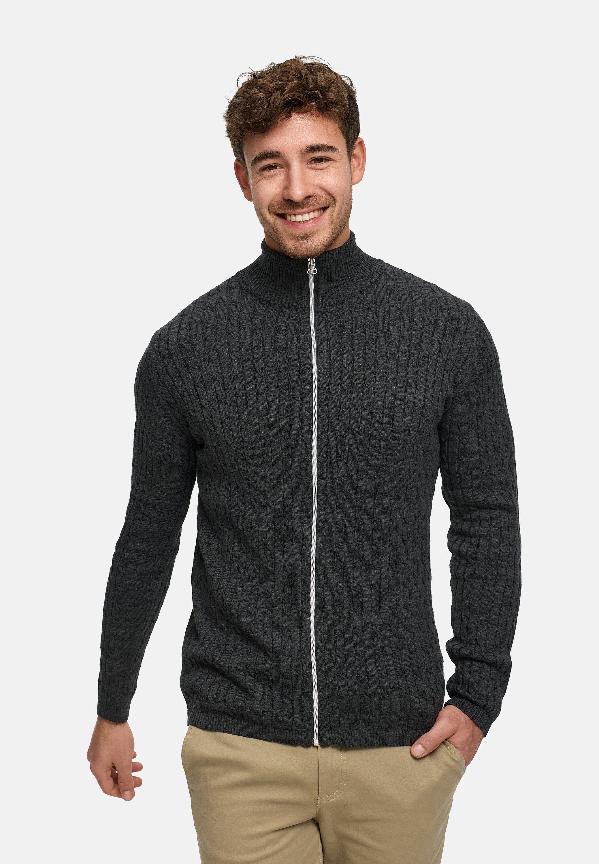 Kronstadt Strickjacke Herren KSCable Herrenstrickjacke aus hochwertigem Jaquard-Feinstrick