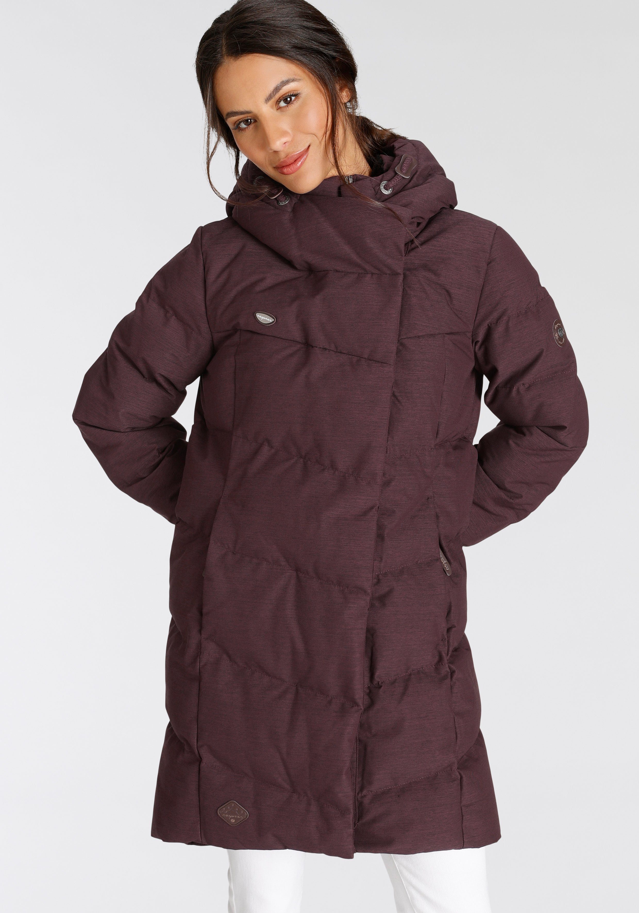 Steppjacke gesteppter Kapuze WINE Ragwear mit Winterparka stylischer, PAVLINNA O RED