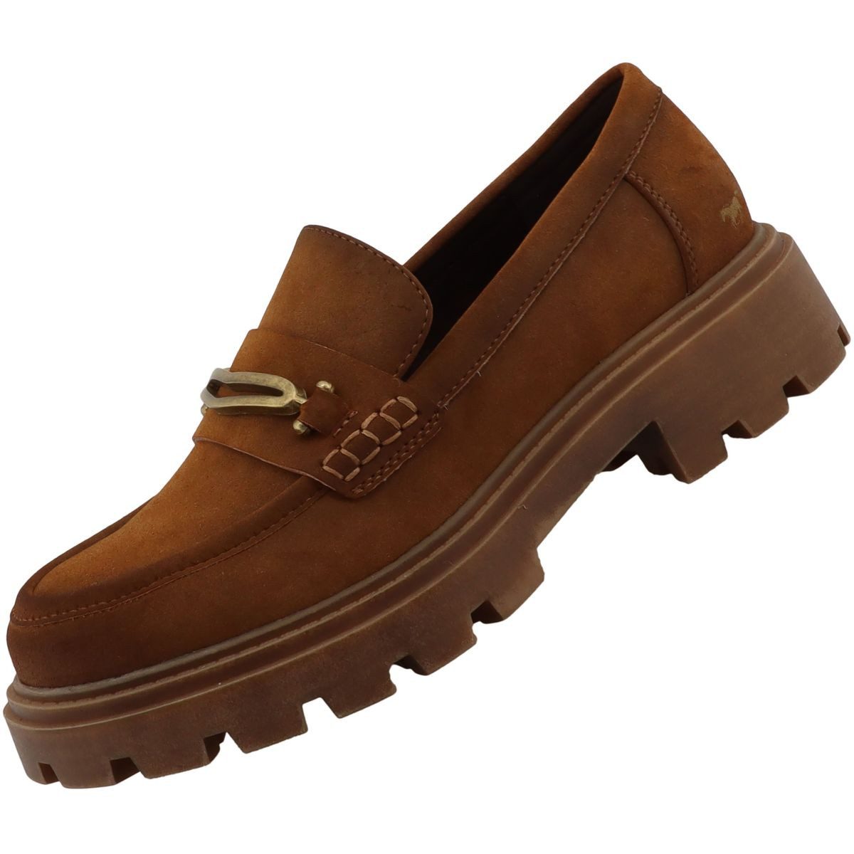 Mustang Shoes 36M0032003-cognac Slipper Slipper mit typischer Mokassin-Naht und Schmuckspange