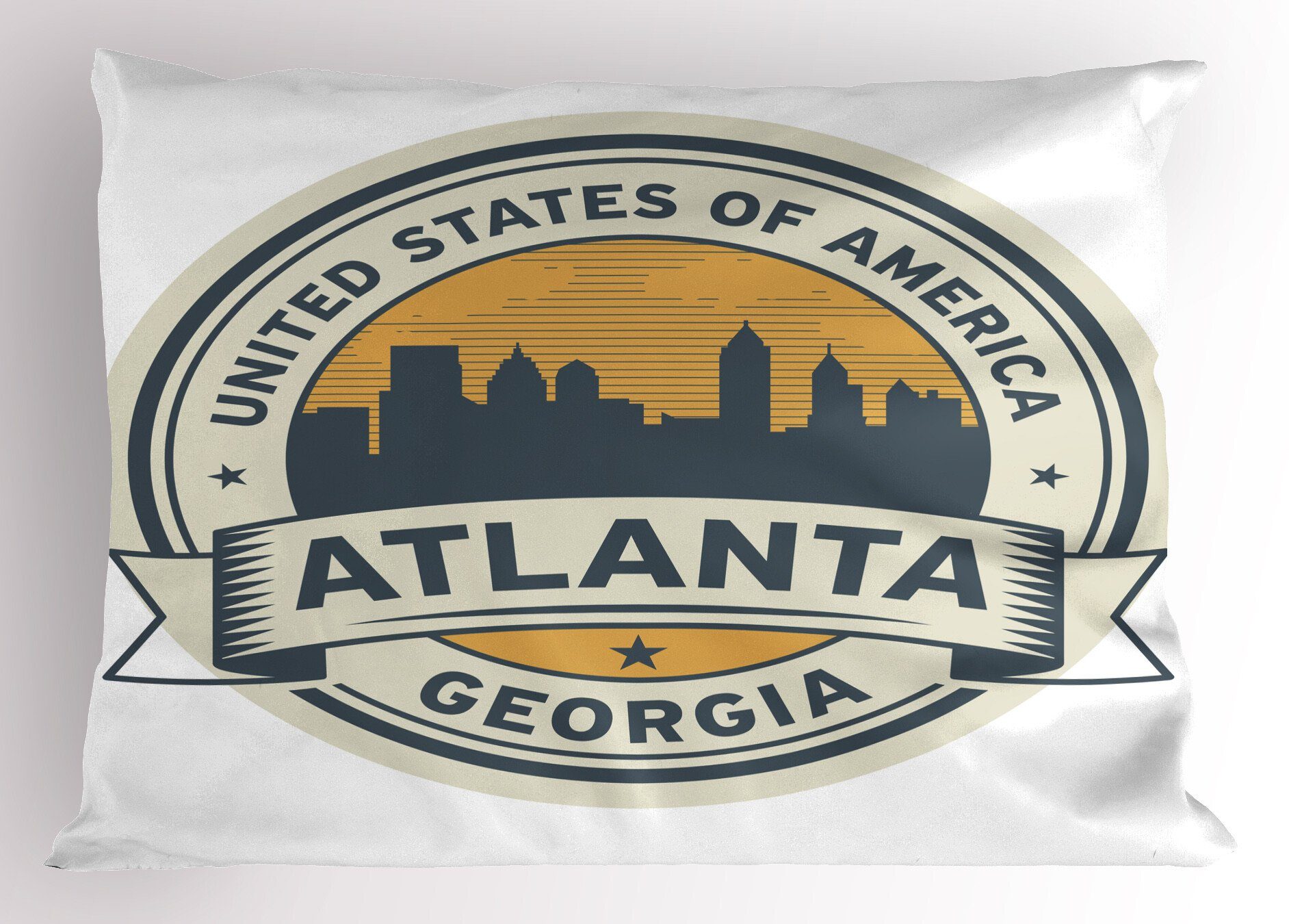 Kissenbezüge Dekorativer Standard King Size Gedruckter Kissenbezug, Abakuhaus (1 Stück), Georgia USA Atlanta Emblem Design