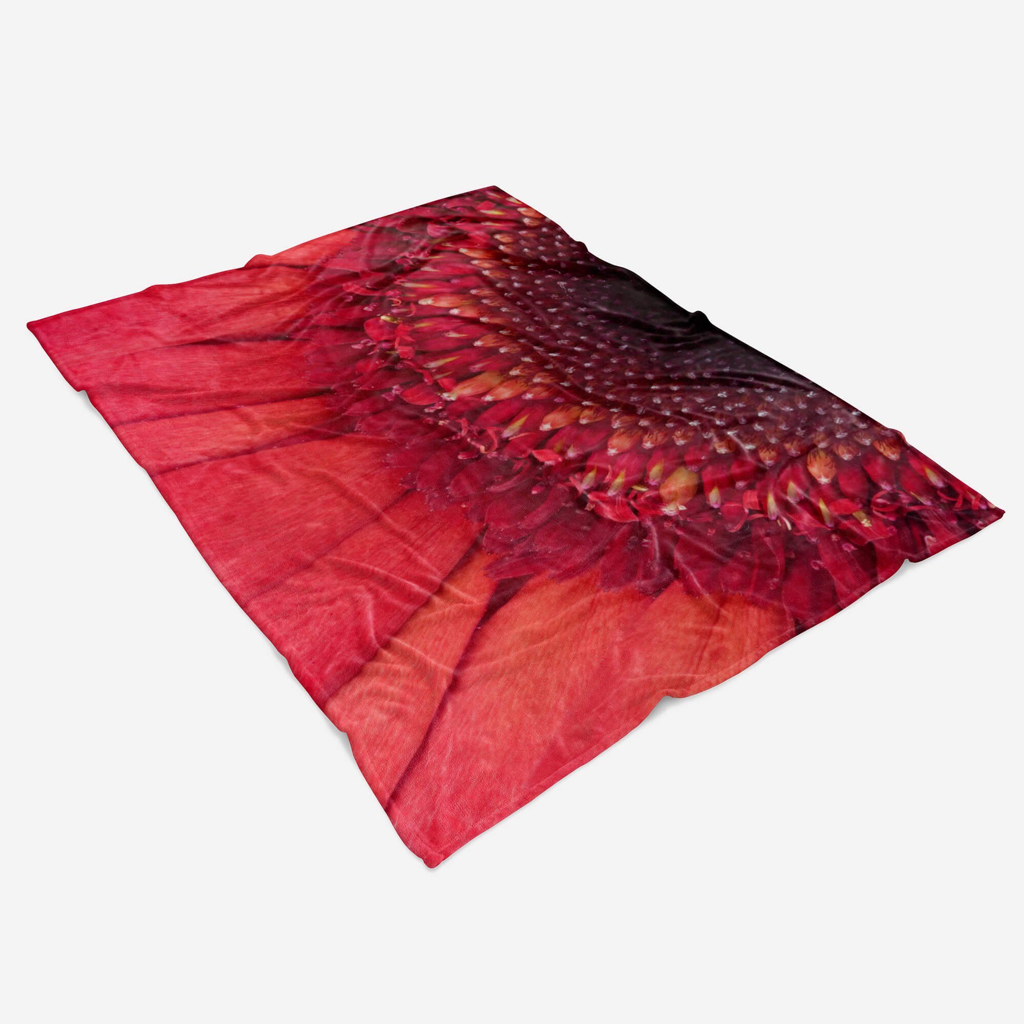N, Handtücher Strandhandtuch Handtuch Handtuch Rote Baumwolle-Polyester-Mix Fotomotiv Sinus Art (1-St), Blüte Saunatuch Blume mit Kuscheldecke