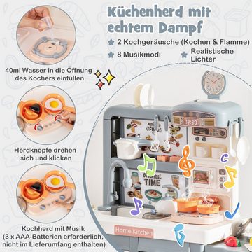 COSTWAY Spielküche Kinderküche, mit 49 Zubehör, ab 3 Jahren