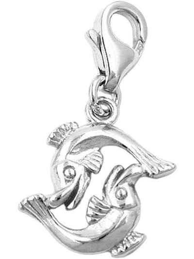 Gallay Charm Sternzeichen 14x14mm Charm Fische glänzend rhodiniert Silber 925 (1-tlg)