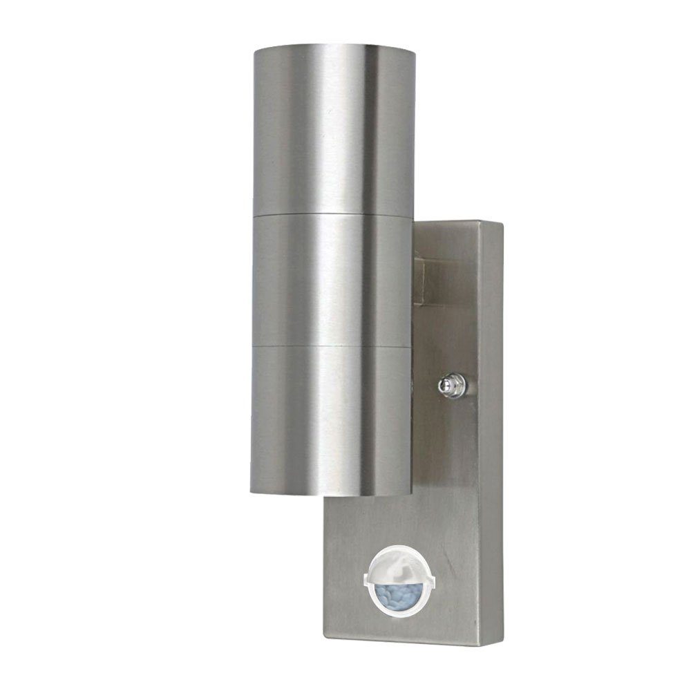 Harms Import Außen-Wandleuchte, Leuchtmittel nicht inklusive, Außenwandlampe Fassadenleuchte Gartenlampe Edelstahl Up Down H 22 cm