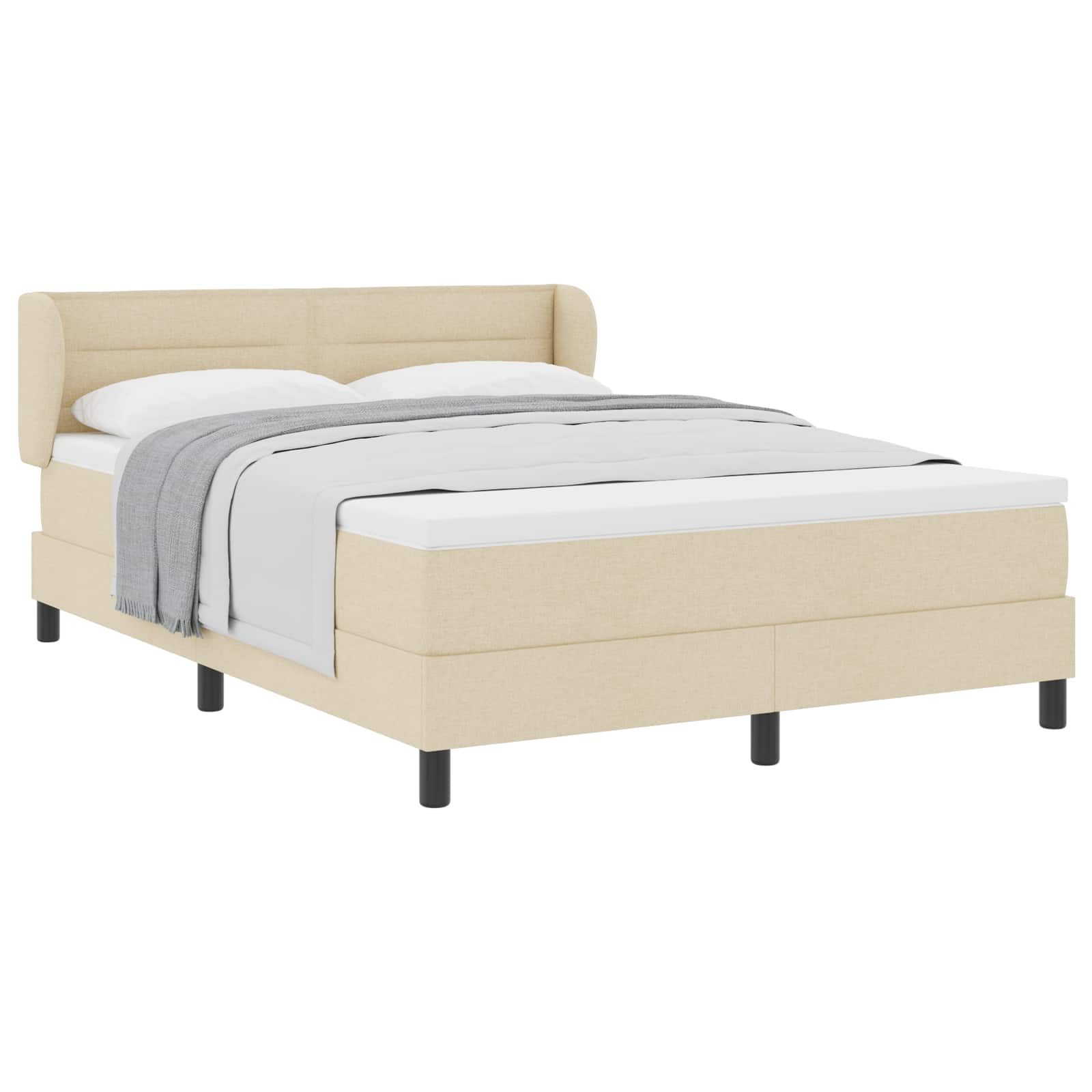 Bett Boxspringbett mit Matratze Creme 140 x 190 cm Stoff