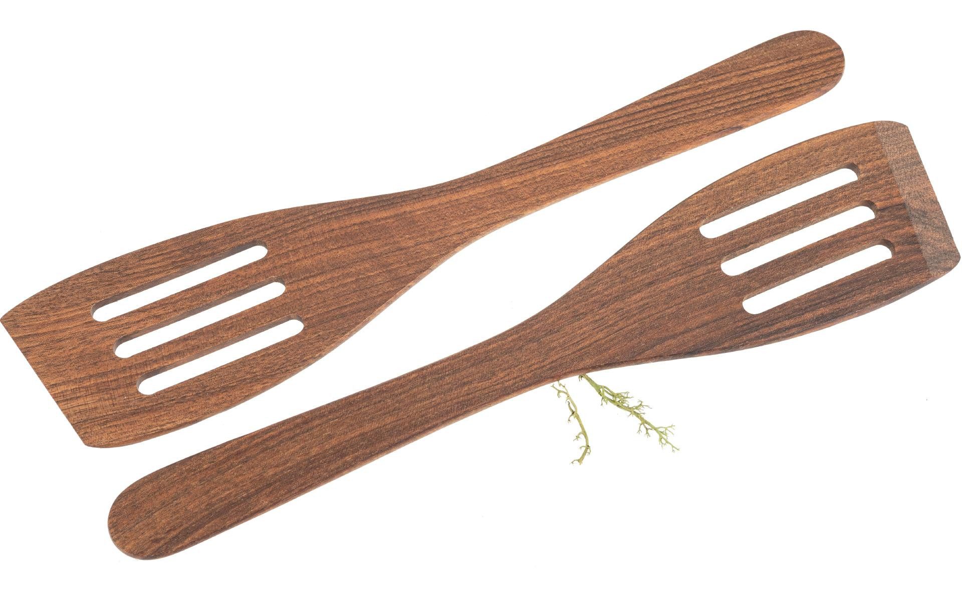 Holz Frank Сковородыwender Holz Сковородыwender gebogen mit Schlitzen aus Nussbaum geölt - 2er Set
