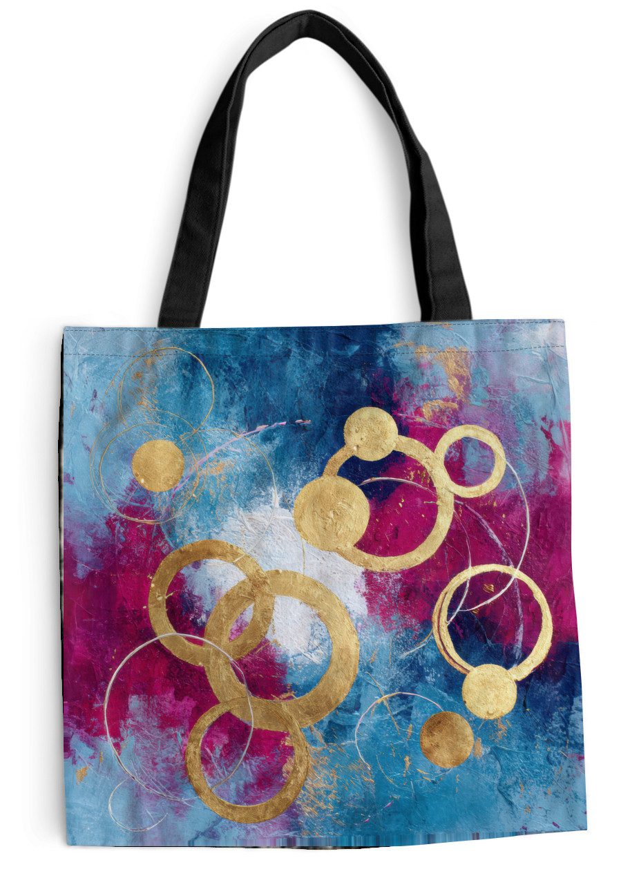 MuchoWow Shopper Kreise - Gold - Abstrakt, Handtasche, Damen und Herren, Schultertasche, Umhängetasche, Tote Bag