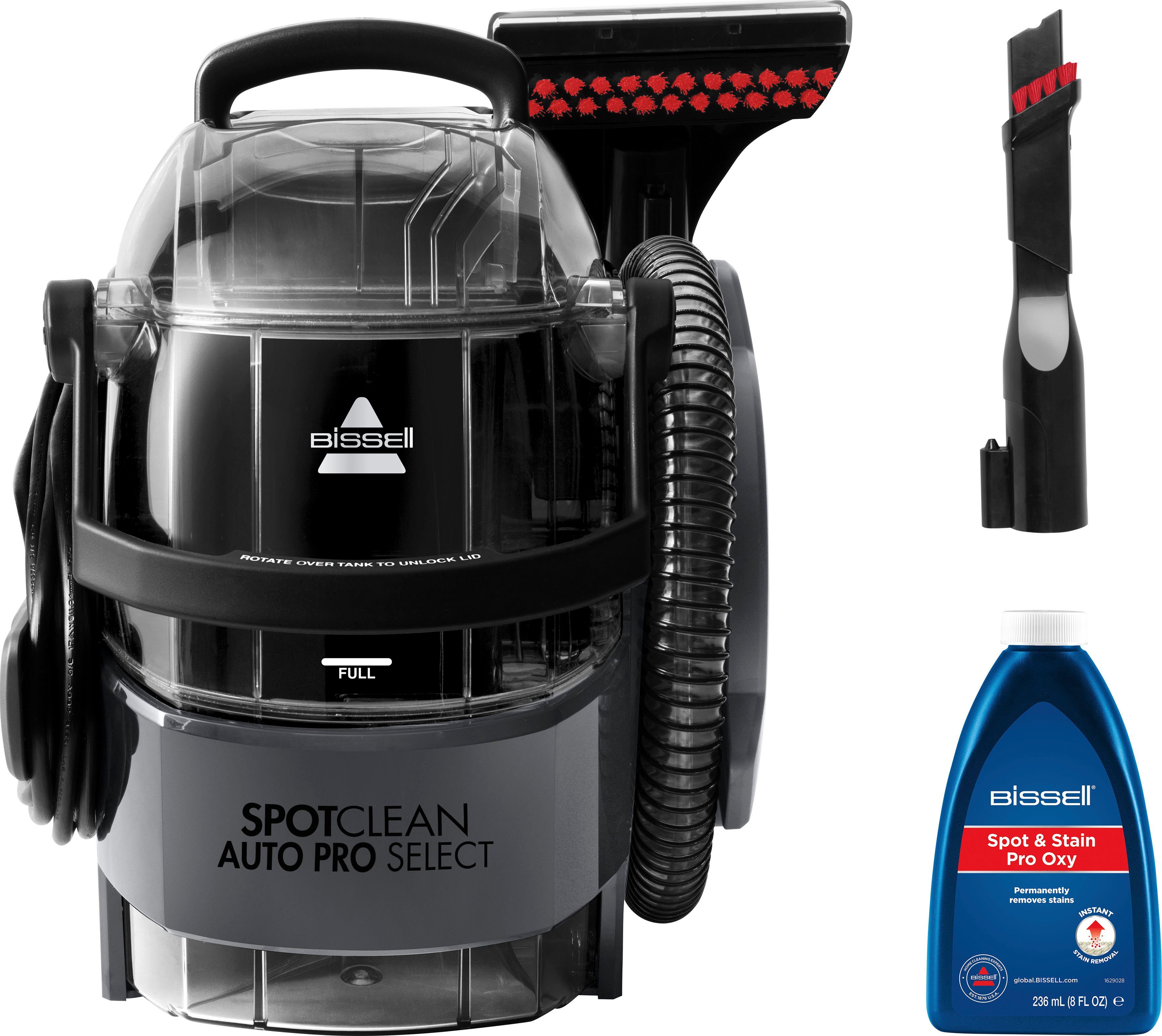 Bissell Wasch-Sauger SpotClean Auto Pro Select Fleckenreiniger, leistungsstark, Dual-XLTank, 750 W, beutellos, >15kPa, inkl Fugendüse, reinigt Flecken auf Teppich, Polster, Autositz