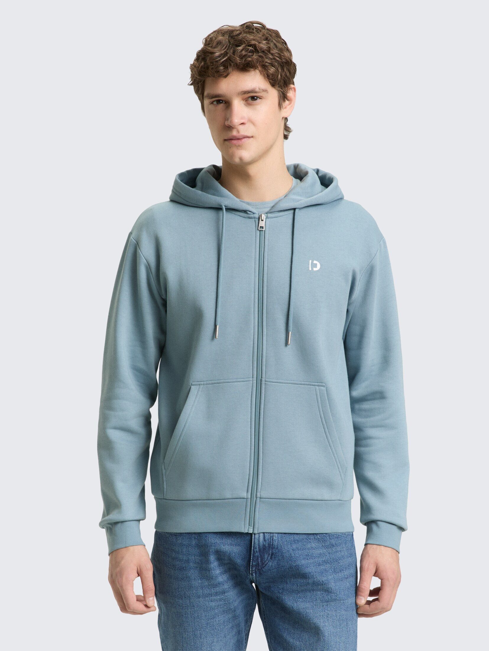 TOM TAILOR Denim Sweatjacke Strick & Sweatshirts Hoodie Sweatjacke mit Logo-Print