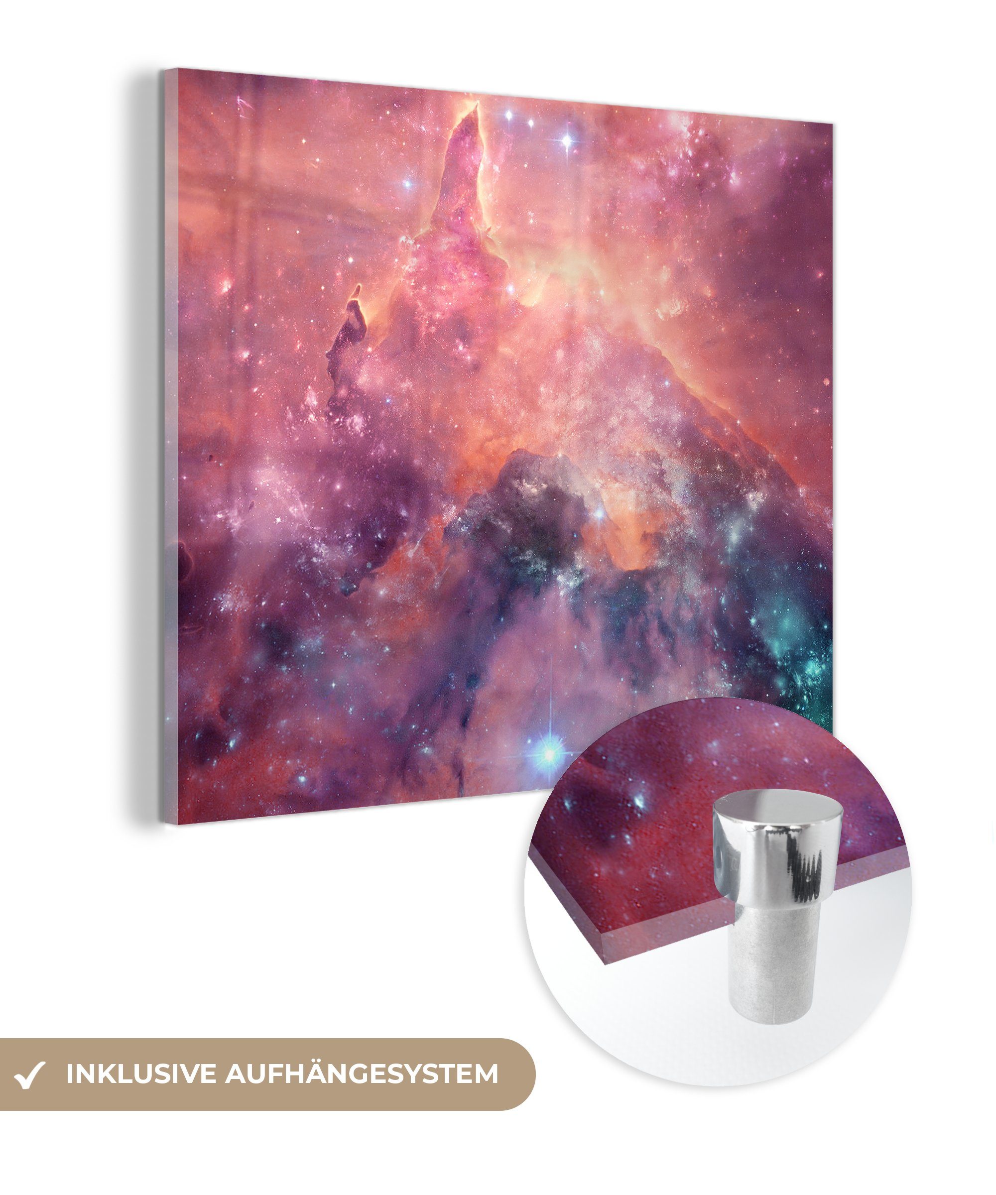 MuchoWow Acrylglasbild Weltraum - Sterne - Universum, (1 St), Glasbilder - Bilder auf Glas Wandbild - Foto auf Glas - Wanddekoration