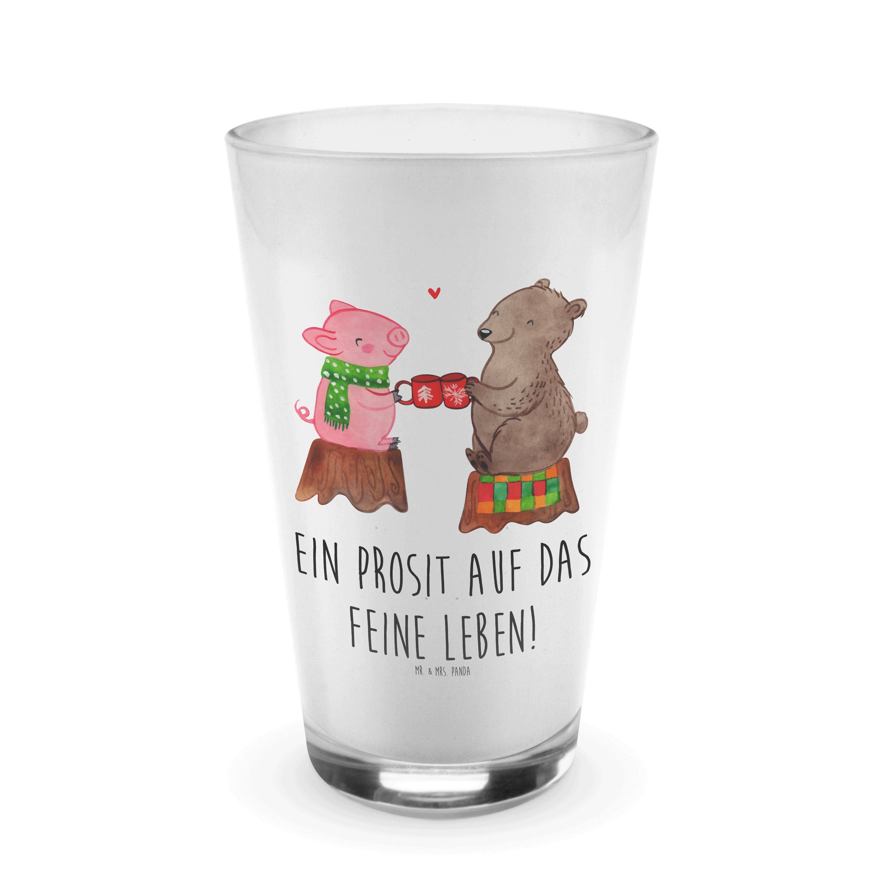 Mr. & Mrs. Panda Glas - Latte - Glas Premium Sause Mac, Weihnachtsdeko, Glühschwein Transparent Geschenk