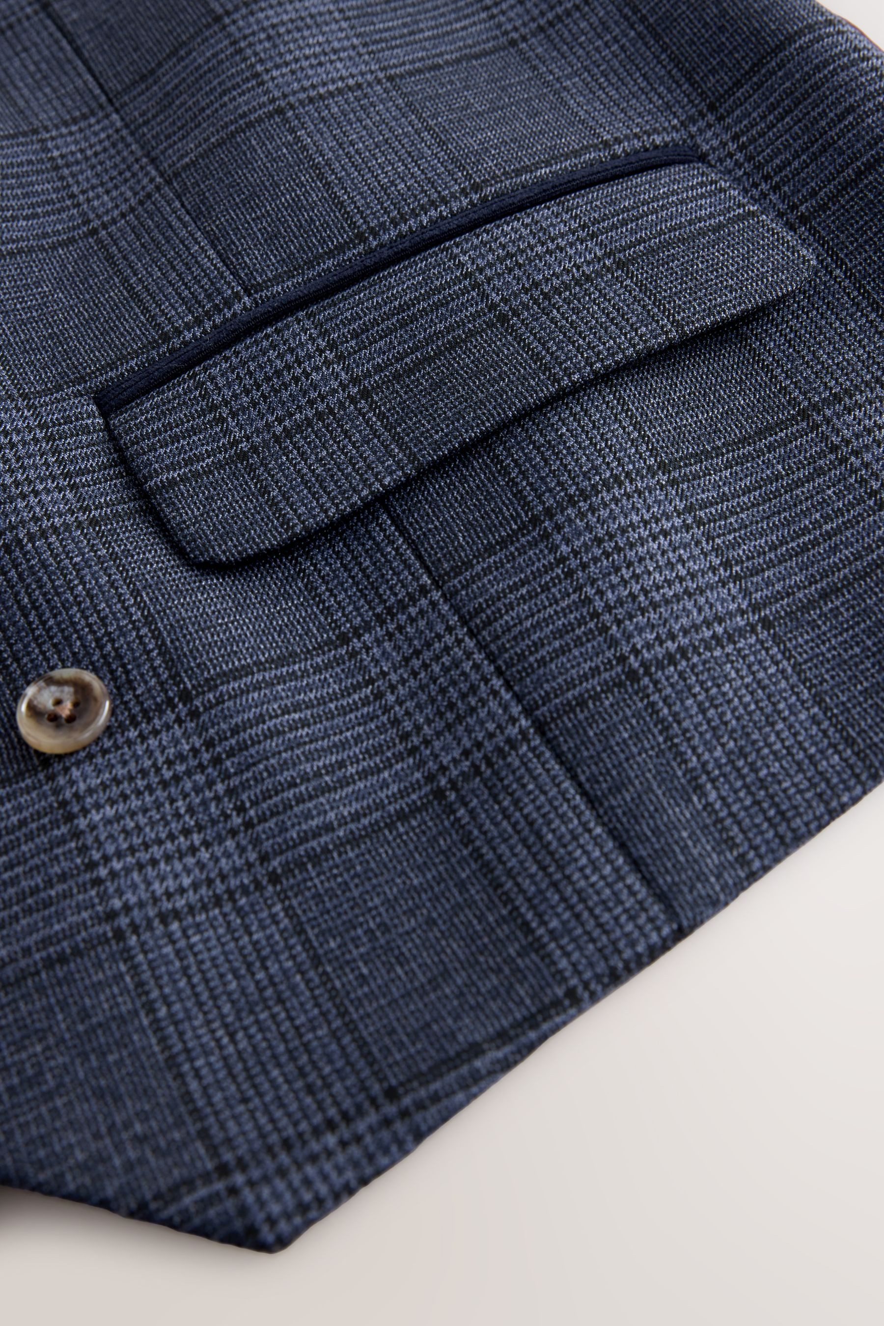 Next Anzugweste Tailored Fit Anzugweste mit Karomuster und Besatz (1-tlg) – Bild 3 von 5