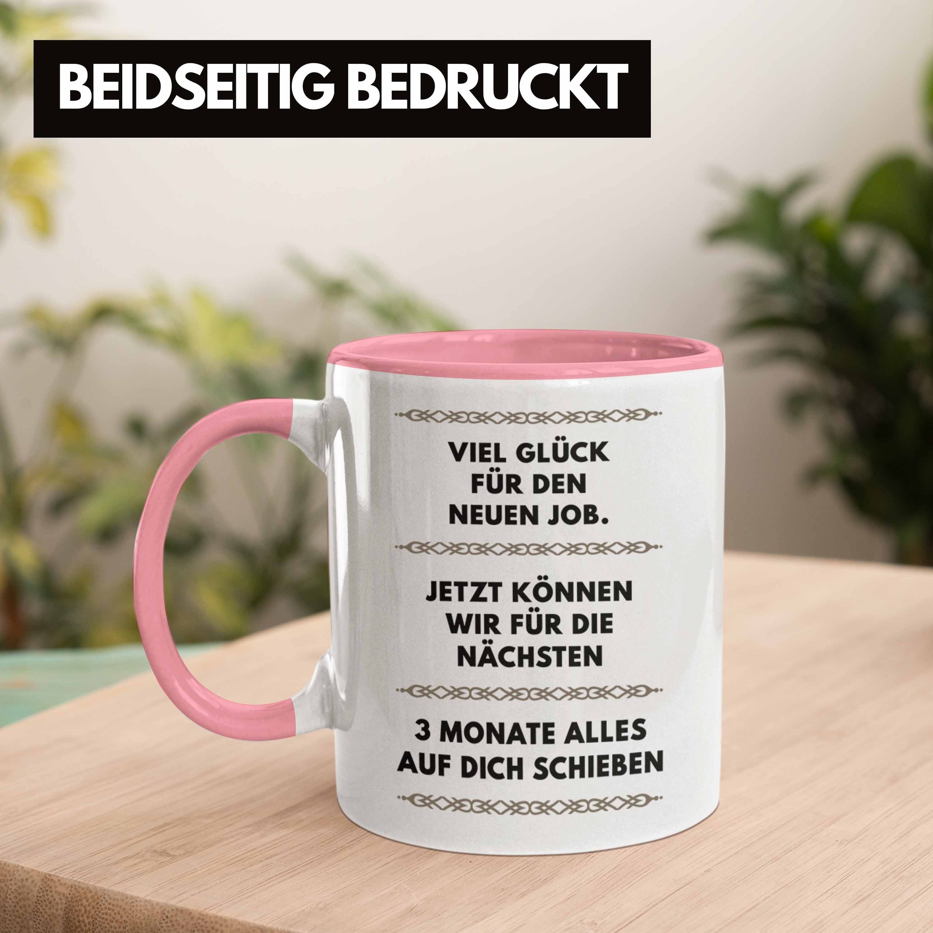 Trendation Tasse Trendation - Jobwechsel Glück Viel Geschenk Neuen Rosa Job Lustig Tasse Kollegin den Sprüche - Für Abschiedsgeschenk Kollege