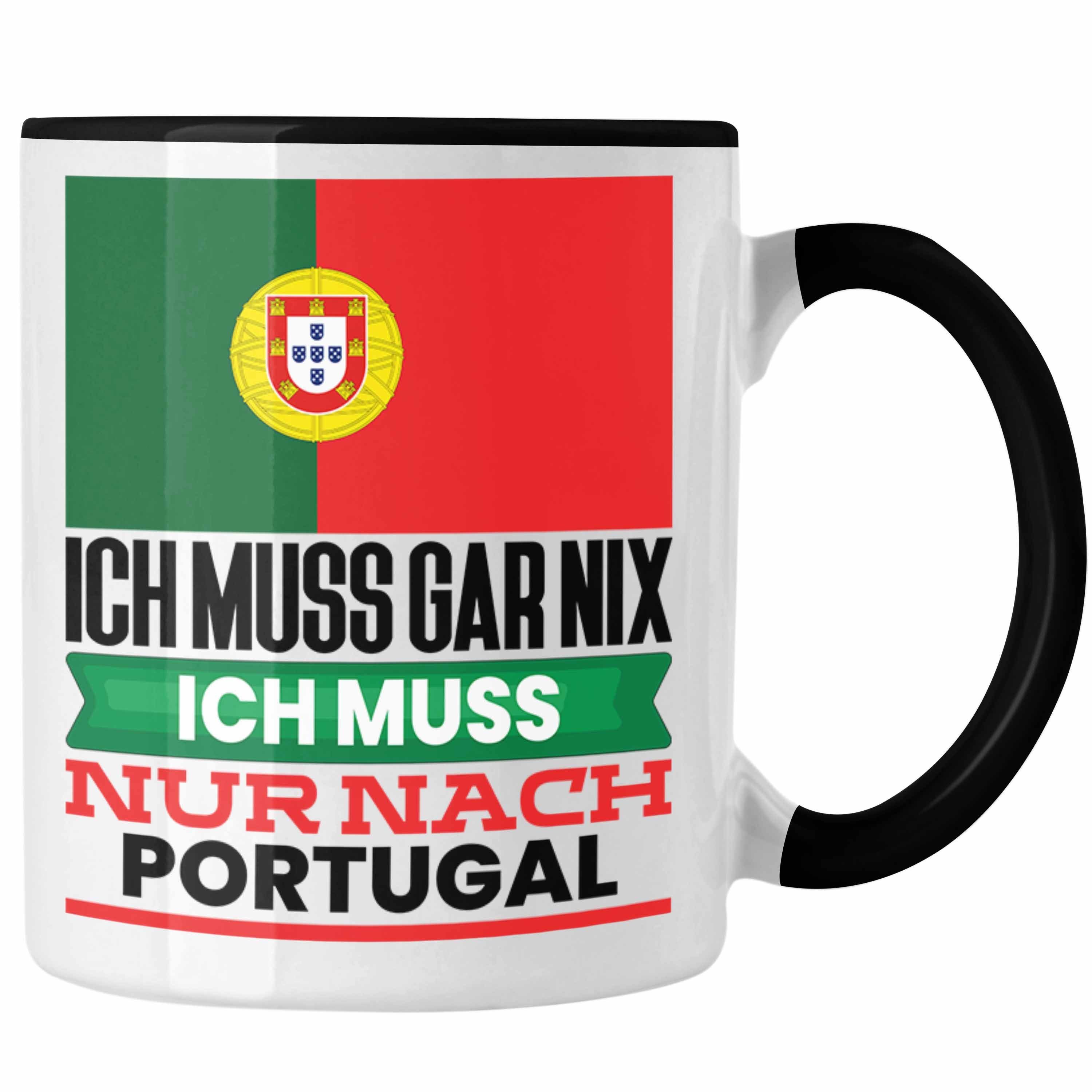 Geschenk Trendation Tasse Portugal Urlaub Geschenkidee Schwarz Portugiesen Tasse Geburtstag für