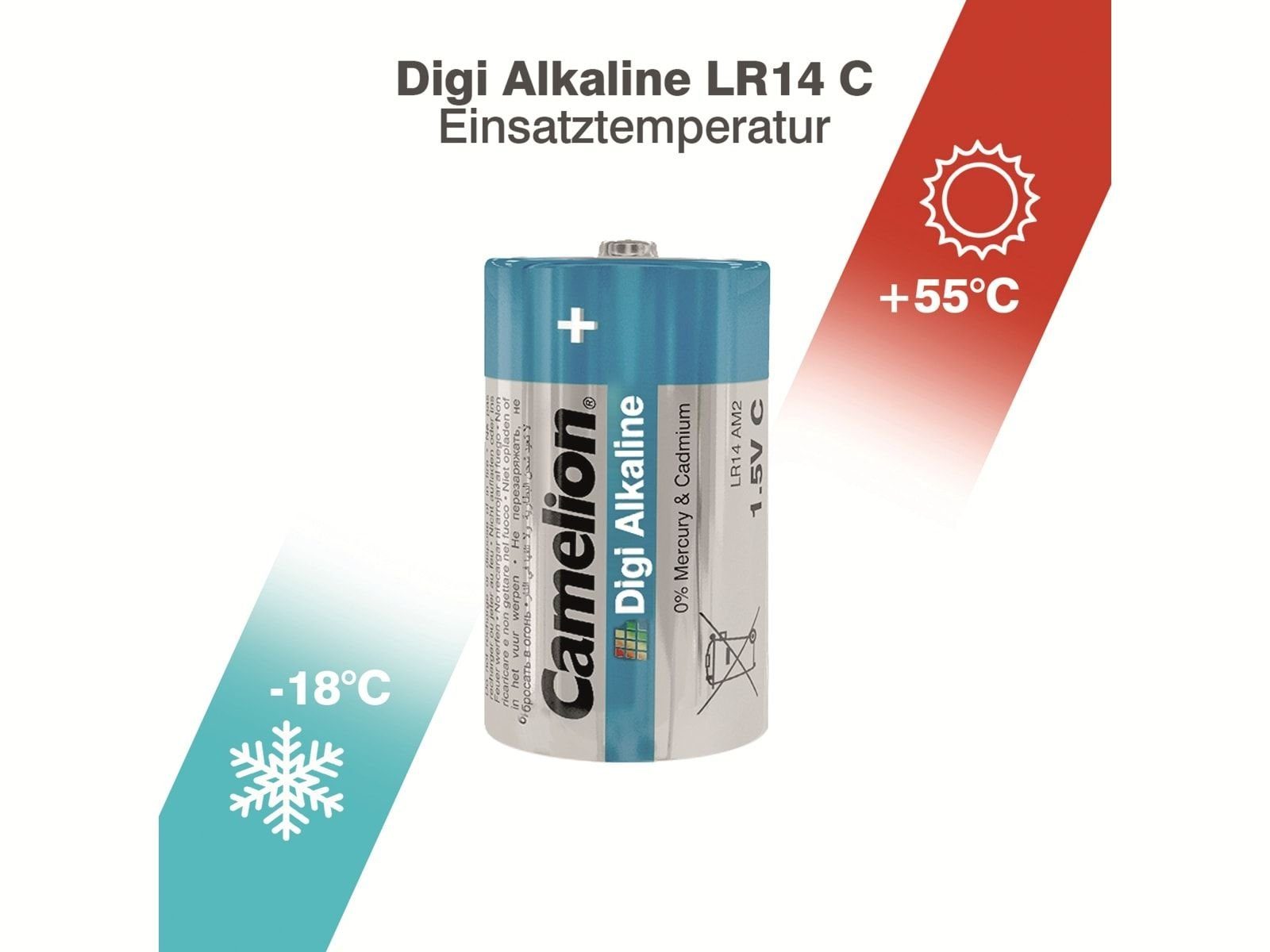 2 Baby-Batterie, Digi-Alkaline, CAMELION Batterie LR14, Camelion