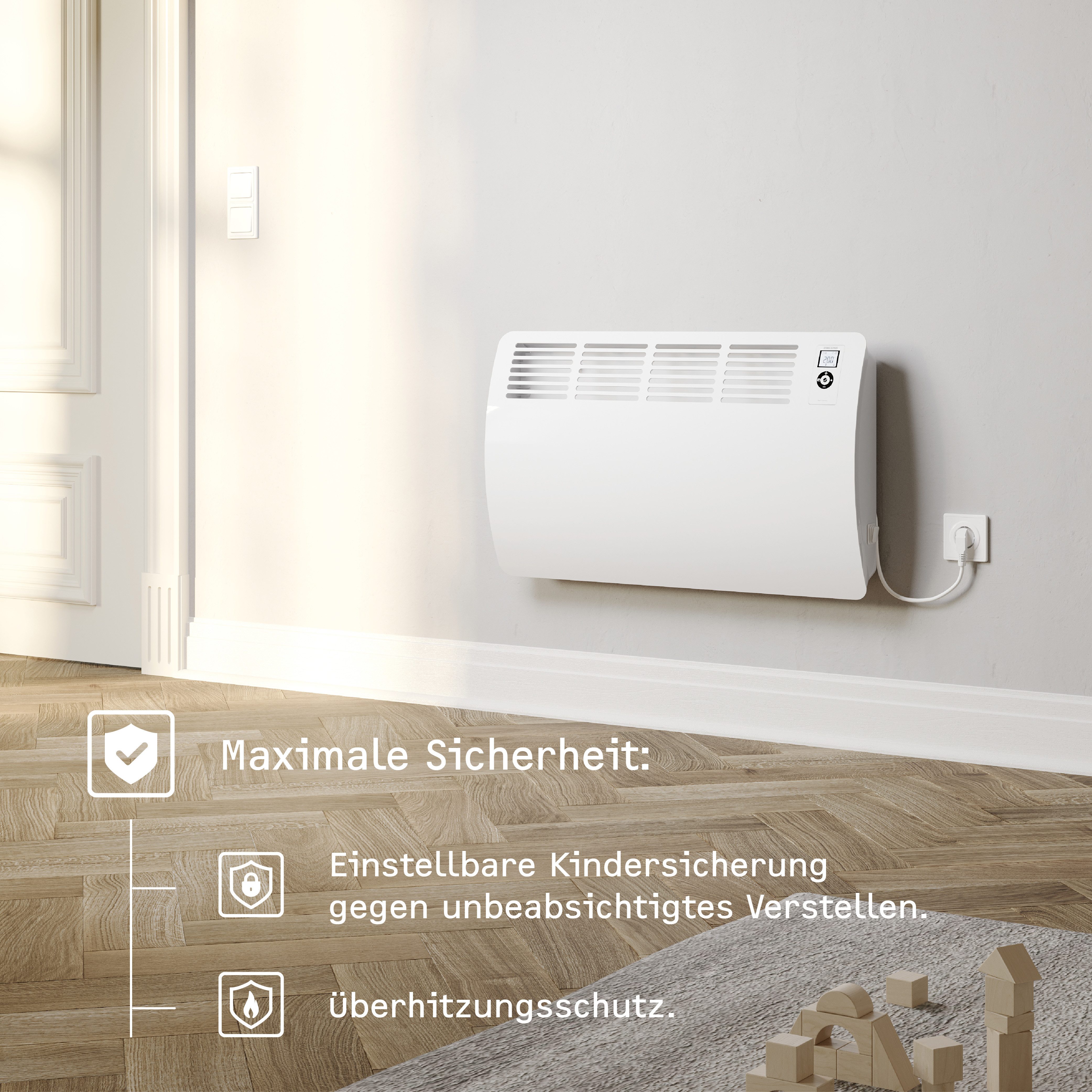 STIEBEL ELTRON Konvektor »CON 20 Premium«, Wandkonvektor, energiesparend, VDE geprüft, 2 kW, für ca. 25 m², LC-Display, Wochen-/120 Min-Kurzzeittimer, Silent Mode