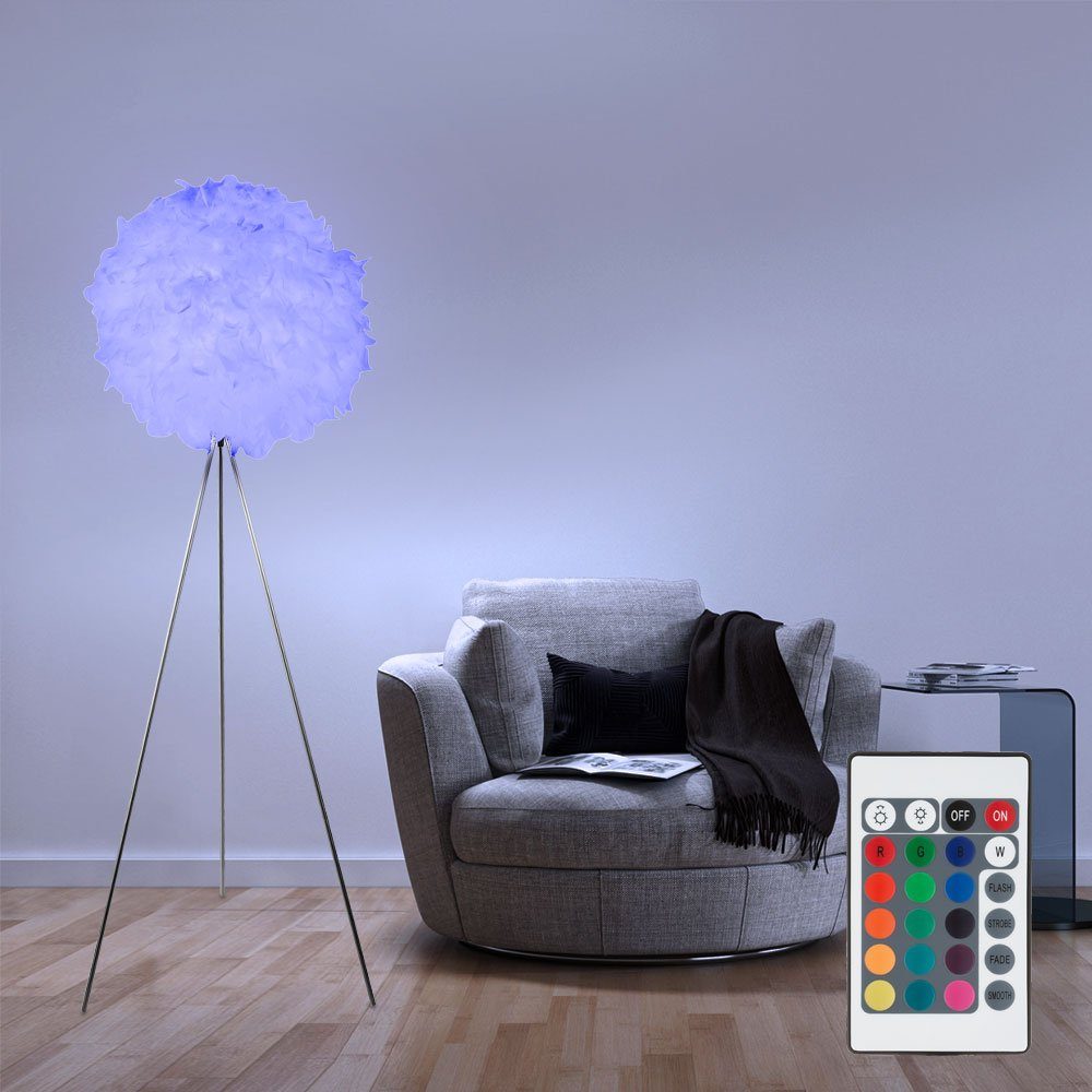 LED Warmweiß, Stehlampe, Farbwechsler Feder Globo Fernbedienung Stehlampe Leuchtmittel Farbwechsel, RGB und LED inklusive, mit