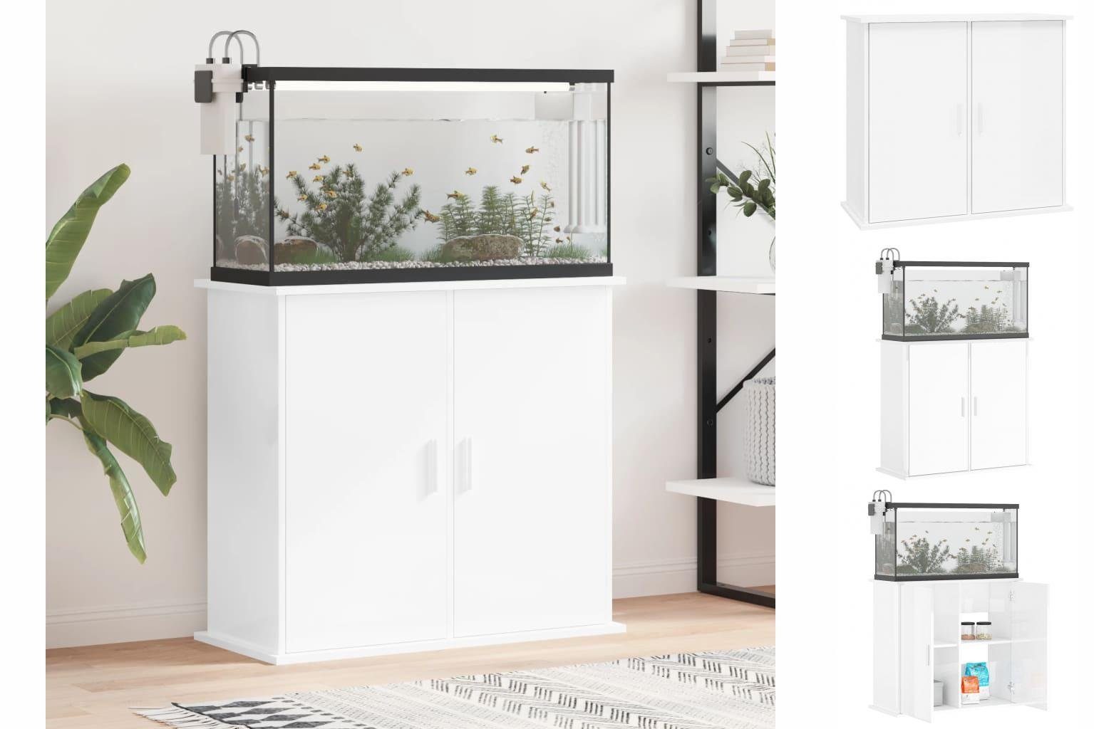 vidaXL Aquariumunterschrank Aquariumständer Hochglanz-Weiß 81x36x73 cm Holzwerkstoff Aquarium Unte