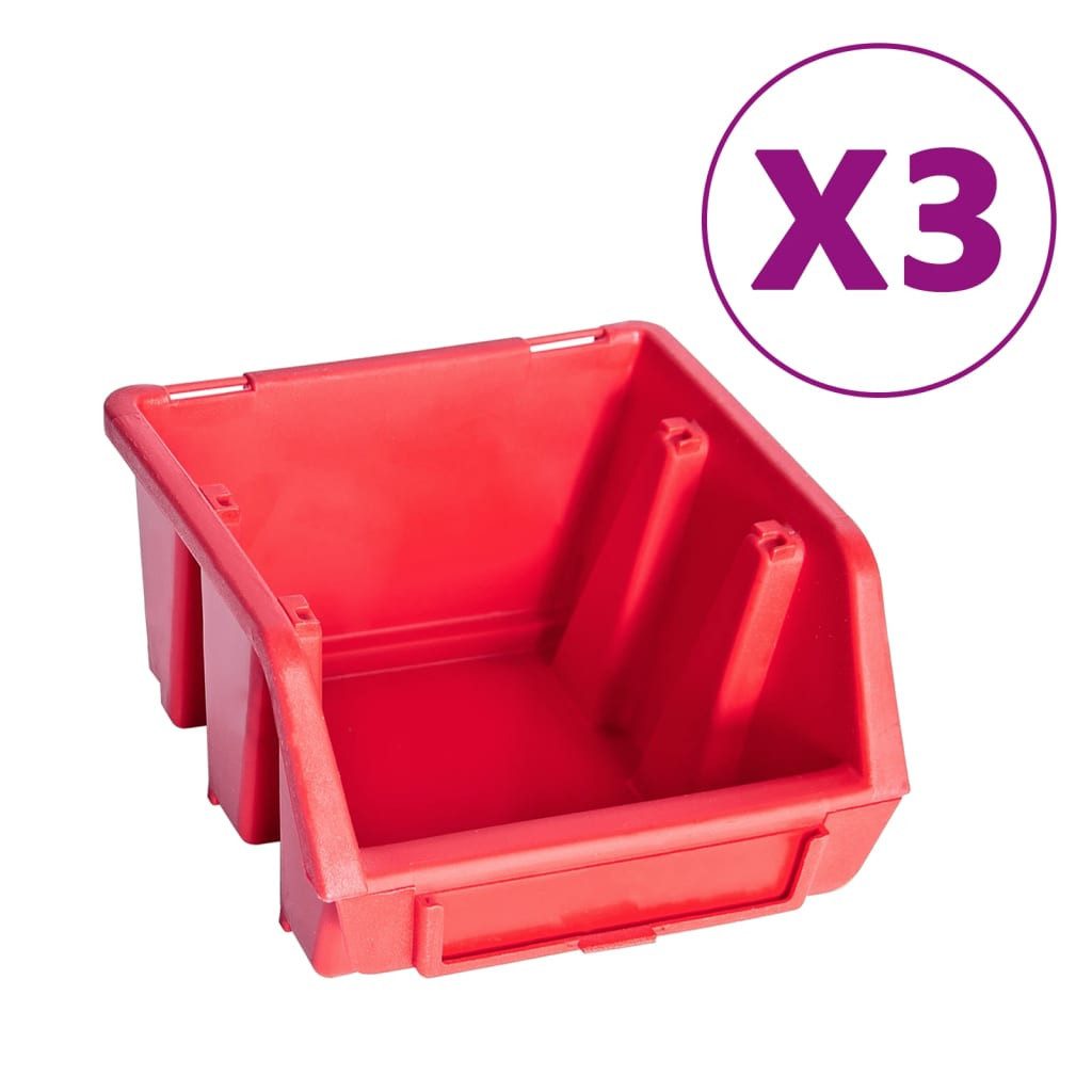 Thumbnail - vidaXL Werkzeugbox 34-tlg. Behälter-Set für Kleinteile mit Wandplatten Rot Schwarz