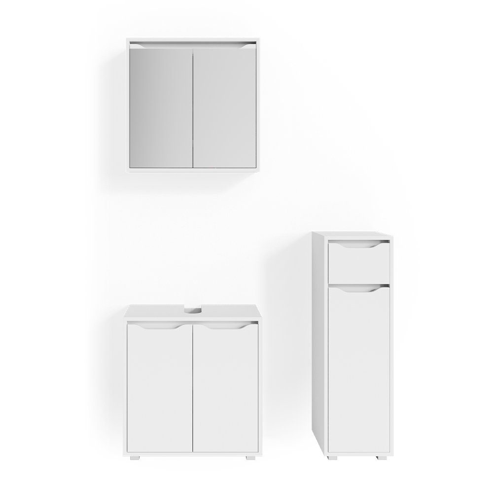 Vicco Badmöbel-Set Ruben, Weiß, 3 Teile, (3-er Set, 3-St., 3er Set)
