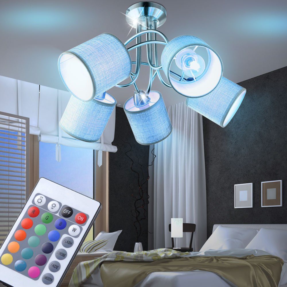 Fernbedienung Lampe Strahler im Leuchte Deckenleuchte, etc-shop Set inklusive, Stoff Leuchtmittel geschwungen LED Decken Farbwechsel, Warmweiß,