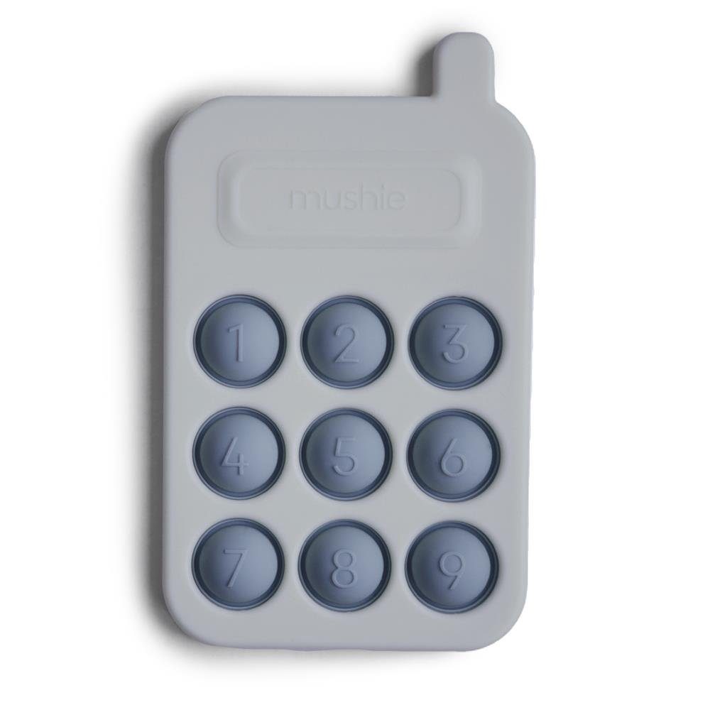 Mushie Spiel, Sensorik-Spielzeug Telefon Hellblau, fördert Feinmotorik Handy-Druckspielzeug Babyspielzeug