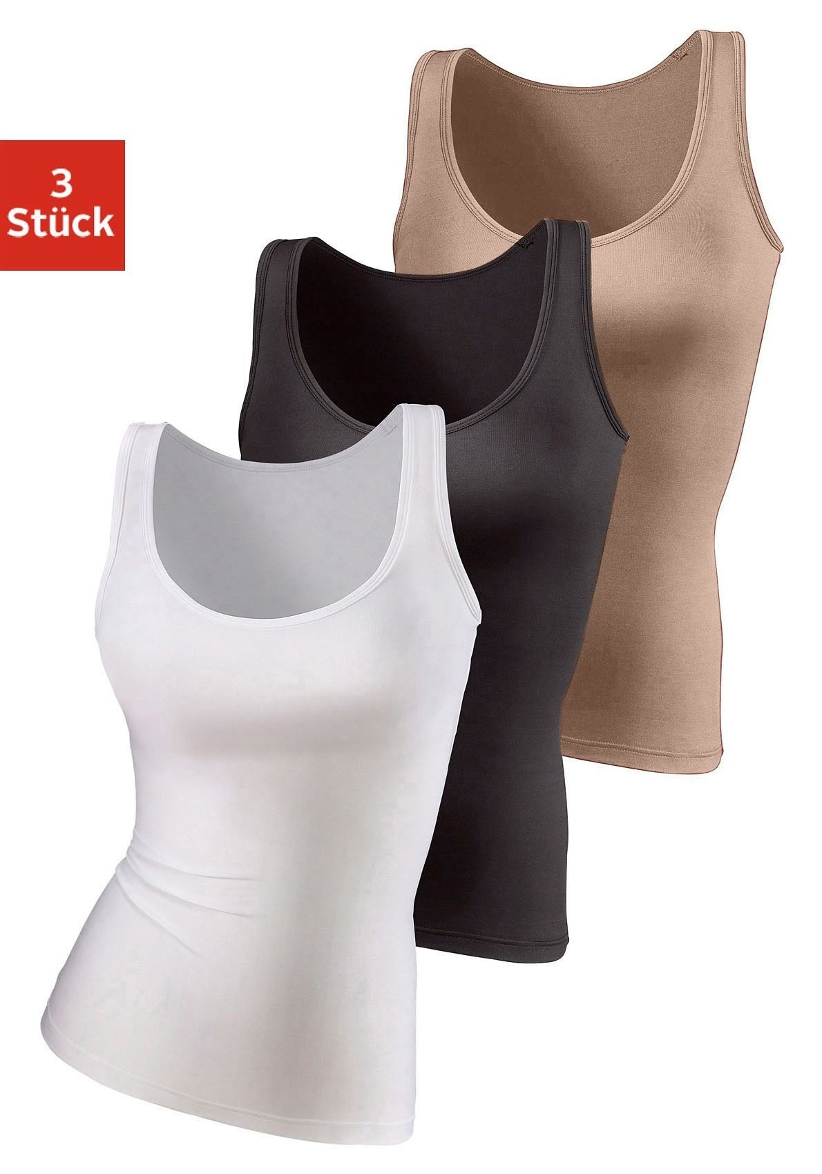 Vivance Active by Lascana Unterhemd (3er-Pack) aus weicher Microfaser, Tanktop, Unterziehshirt