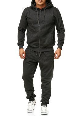 L.gonline Freizeitanzug Herren Jogginganzug, Freizeitanzug, Hausanzug 586 (Kapuzenjacke mit Reißverschluss, Hose, 2-tlg), Fitness Freizeit Casual