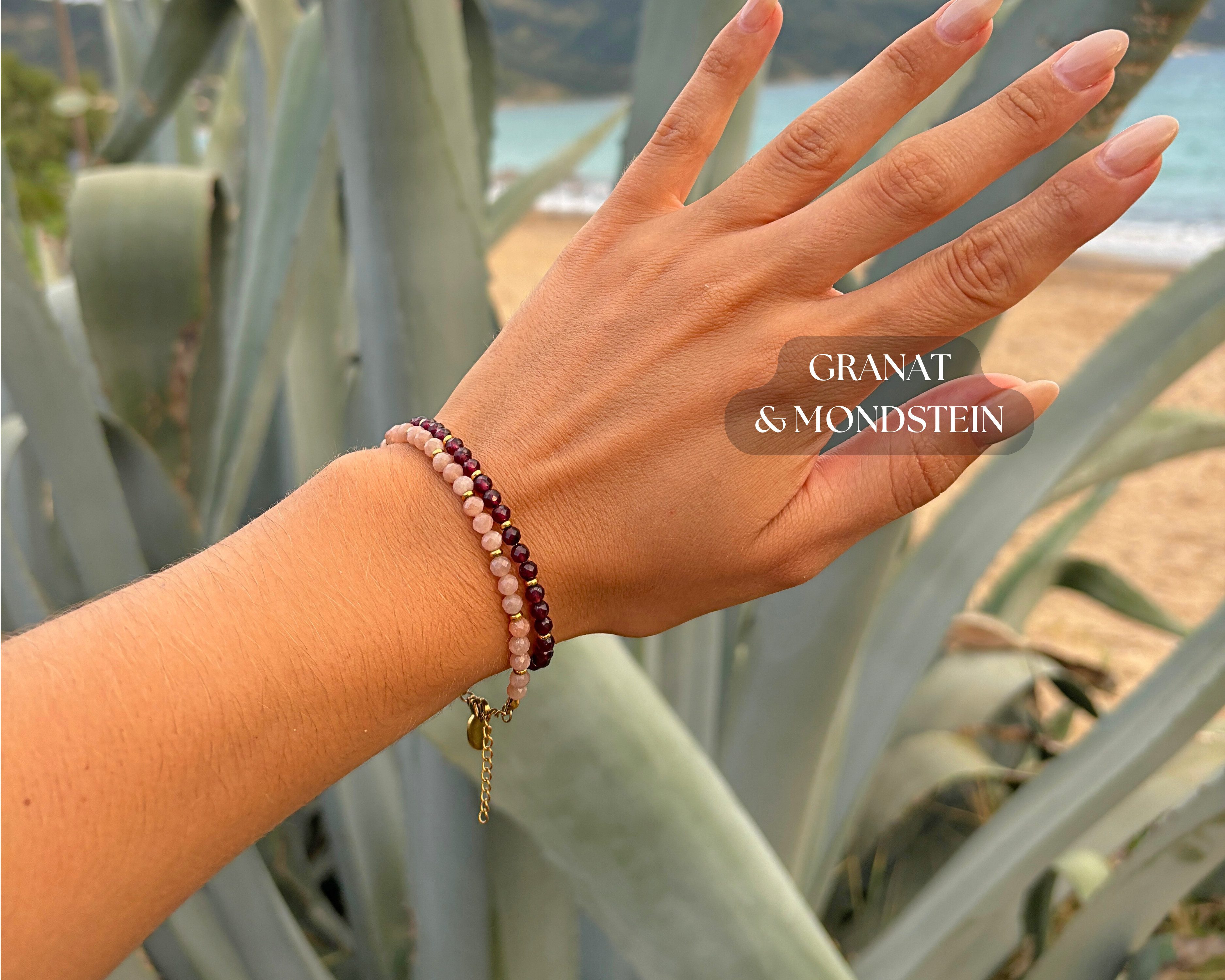 LAVISA Armband Edelstein Armband - 4mm Naturstein Perlen Granat günstig online kaufen