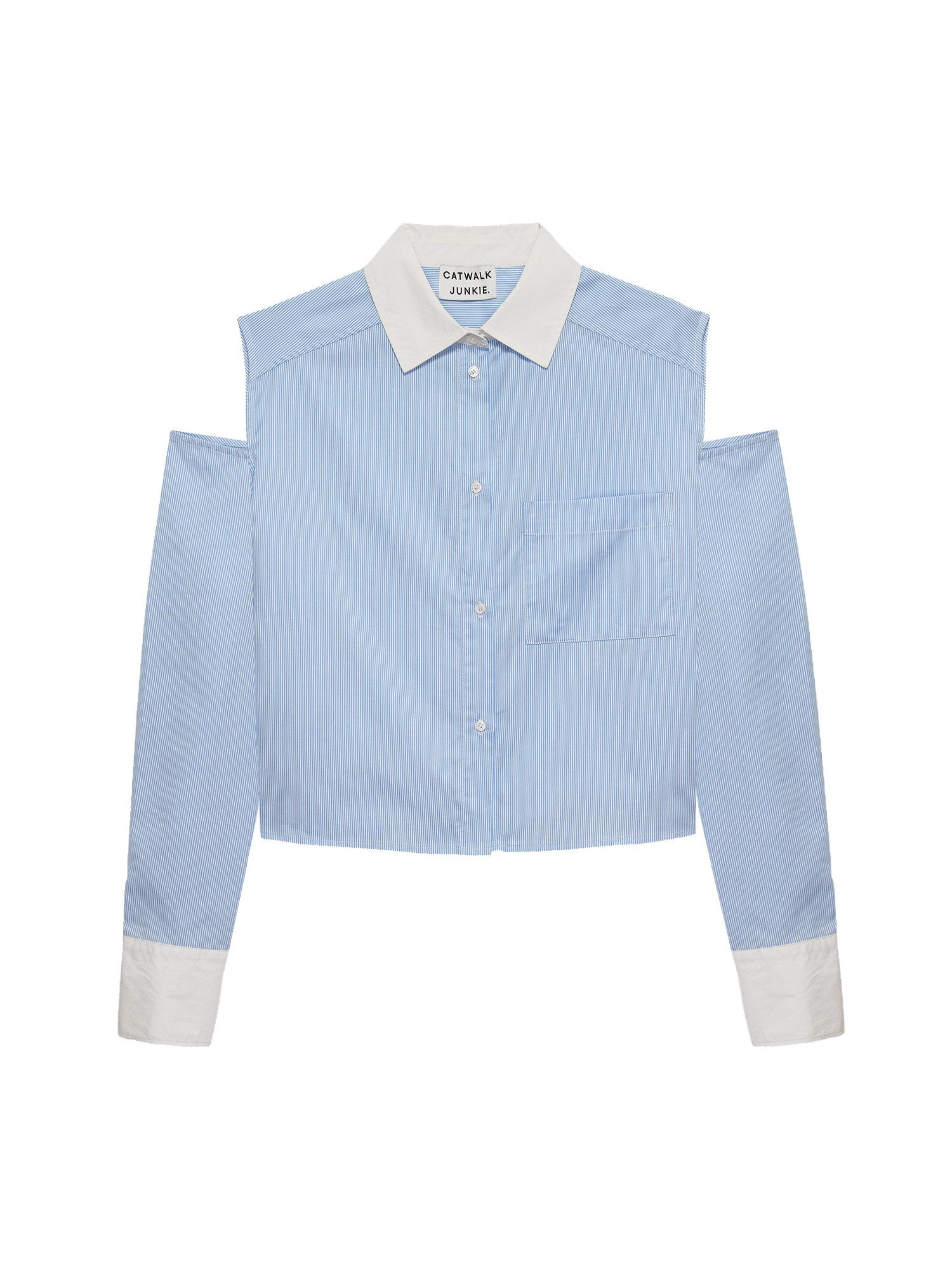 Catwalk Junkie Langarmbluse - modische Streifenbluse mit Hemdkragen und Schulter Cutouts